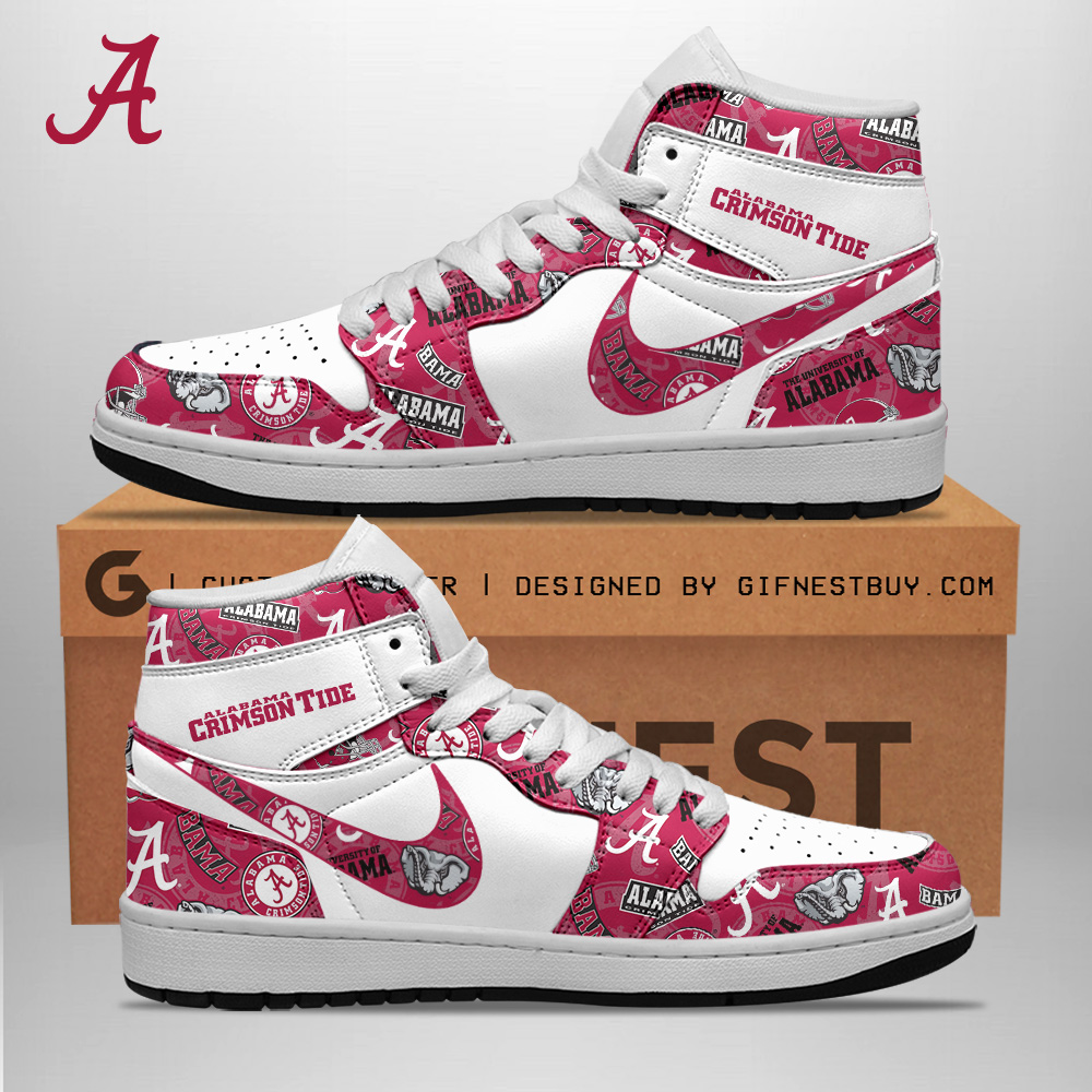 JWFancy Alabama Crimson Tide AJ1 High Sneakers Shoes For Men And Women