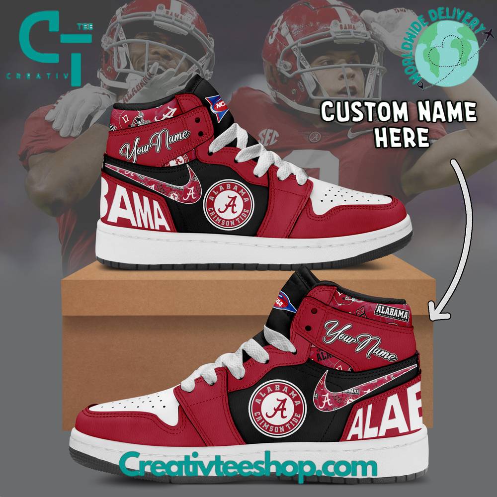 JWFancy Alabama Crimson Tide AJ1 High Sneakers Shoes For Men And Women