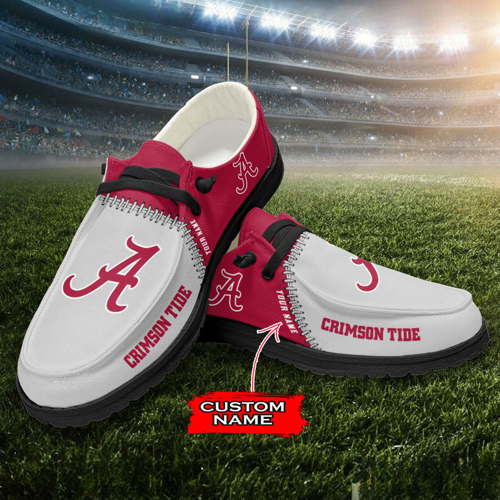 JWFancy Alabama Crimson Tide Hey Dude Shoes Wally Men's Lace Up Loafers Comfortable For Men And Women