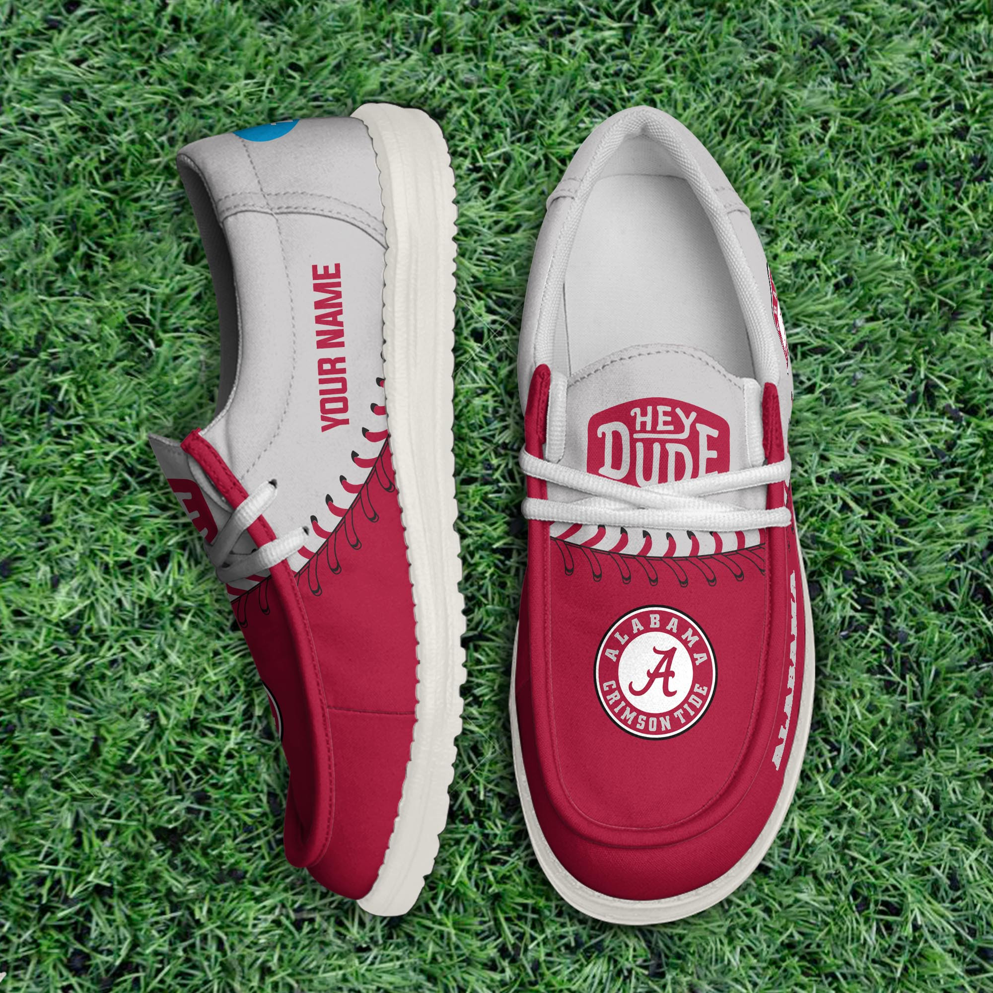 JWFancy Alabama Crimson Tide Hey Dude Shoes Wally Men's Lace Up Loafers Comfortable For Men And Women