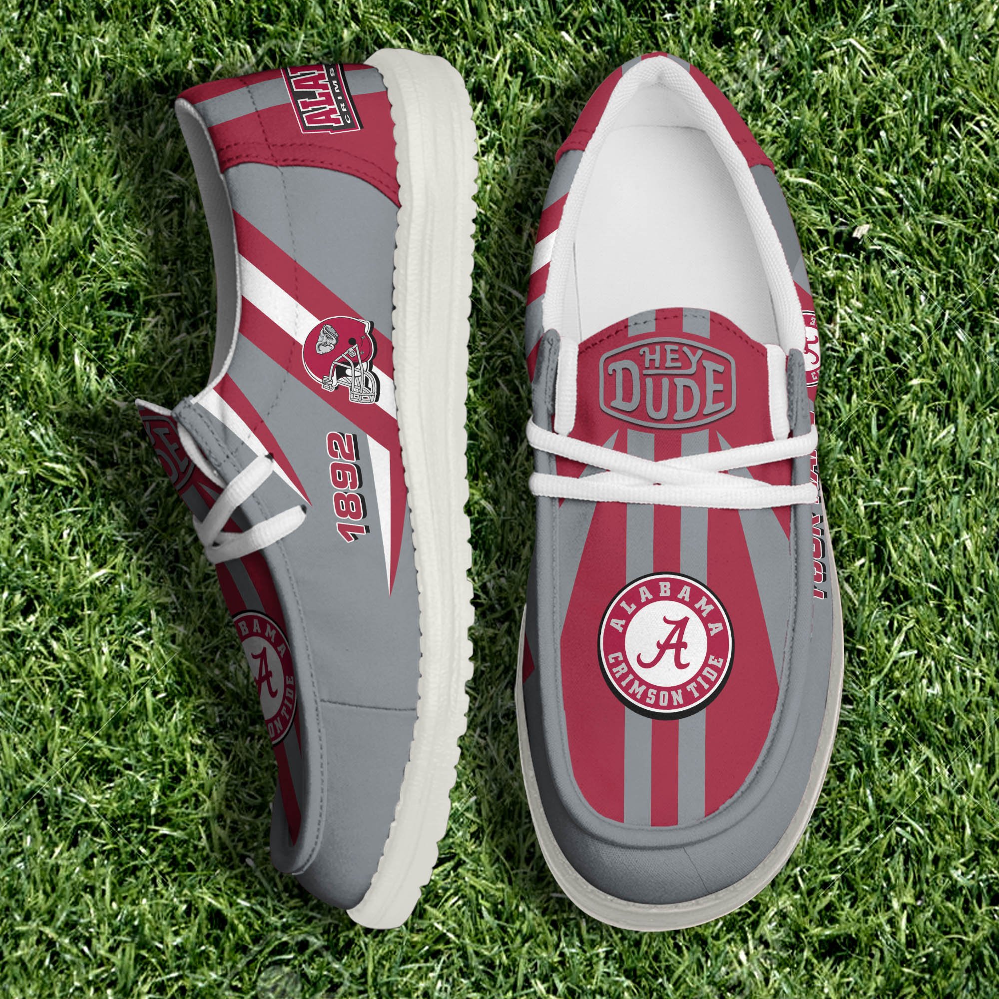 JWFancy Alabama Crimson Tide Hey Dude Shoes Wally Men's Lace Up Loafers Comfortable For Men And Women