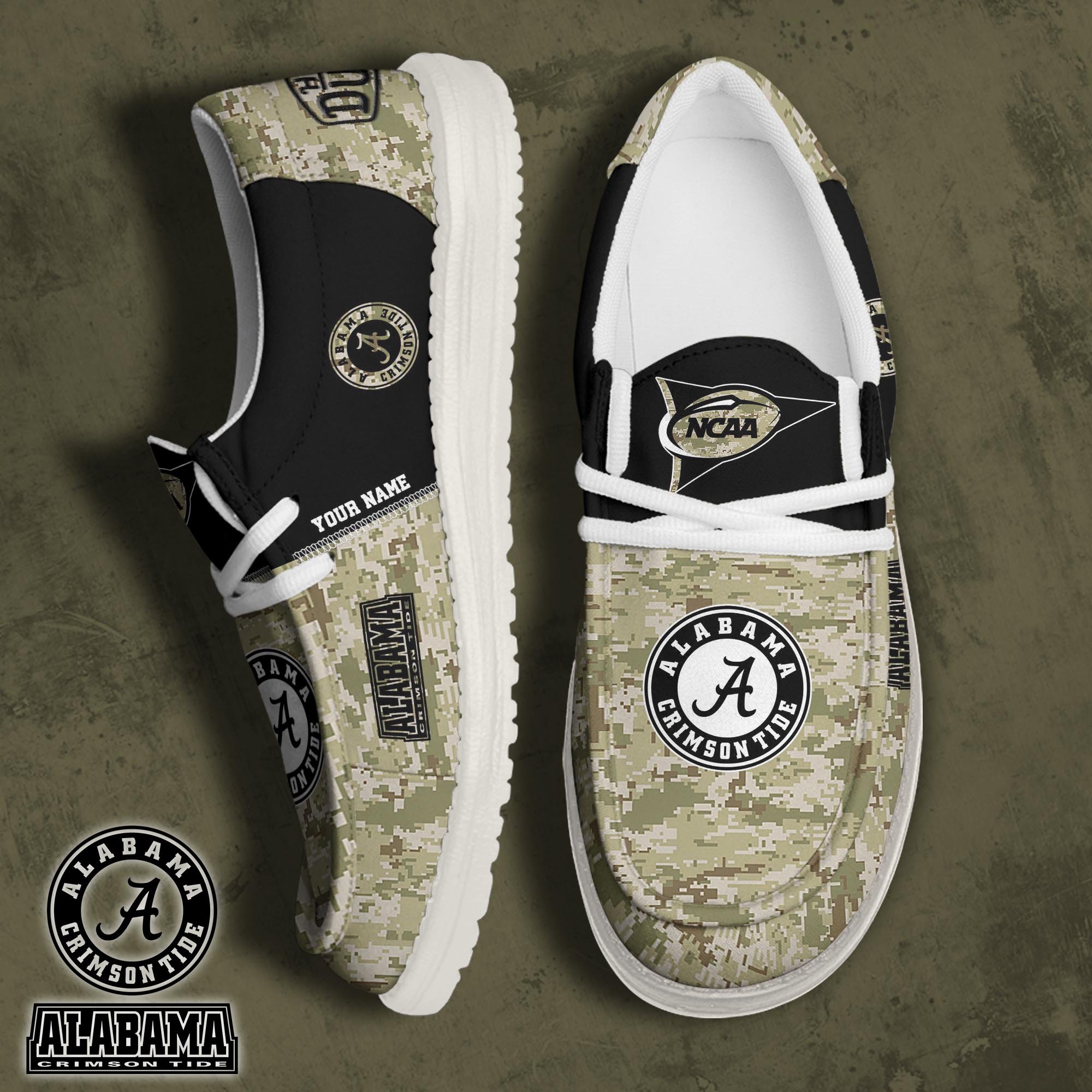 JWFancy Alabama Crimson Tide Hey Dude Shoes Wally Men's Lace Up Loafers Comfortable For Men And Women
