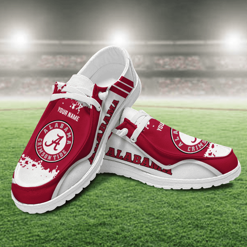 JWFancy Alabama Crimson Tide Hey Dude Shoes Wally Men's Lace Up Loafers Comfortable For Men And Women