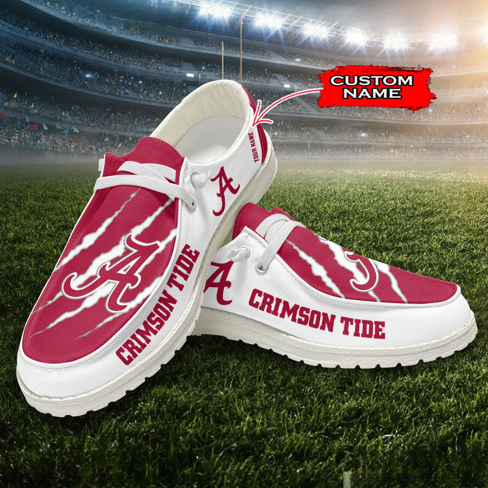 JWFancy Alabama Crimson Tide Hey Dude Shoes Wally Men's Lace Up Loafers Comfortable For Men And Women
