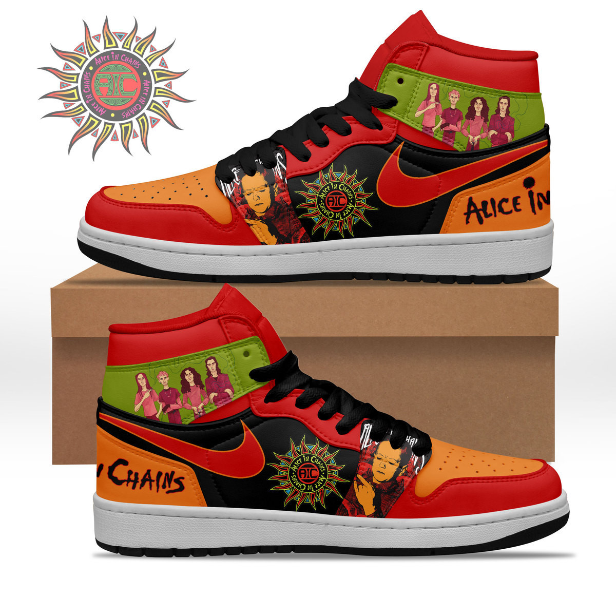 JWFancy Alice In Chains AJ1 High Sneakers Shoes For Men And Women