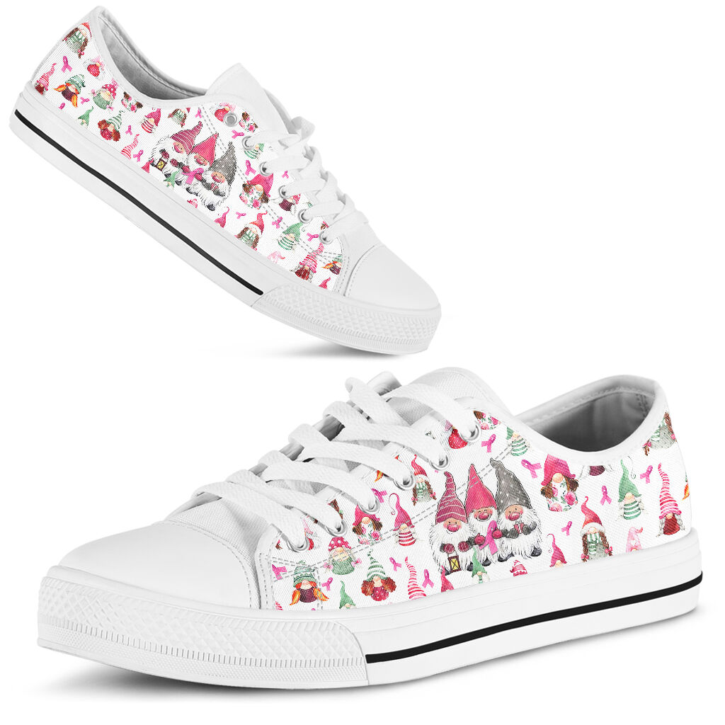JWFancy All I Want For Christmas Is A Cure Breast Cancer Awareness Low Top Canvas Sneakers Shoes For Men And Women