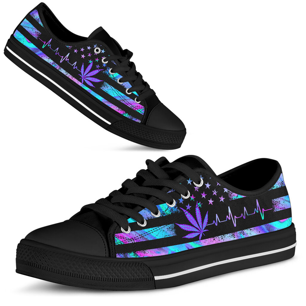 JWFancy American Heart Beat - Weed  Low Top Canvas Sneakers Shoes For Men And Women