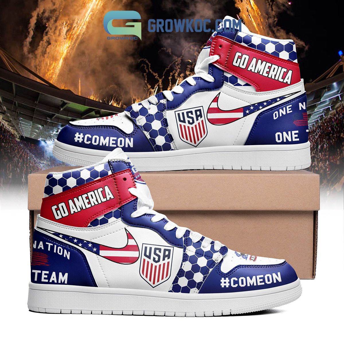 JWFancy American Soccer Team AJ1 High Sneakers Shoes For Men And Women
