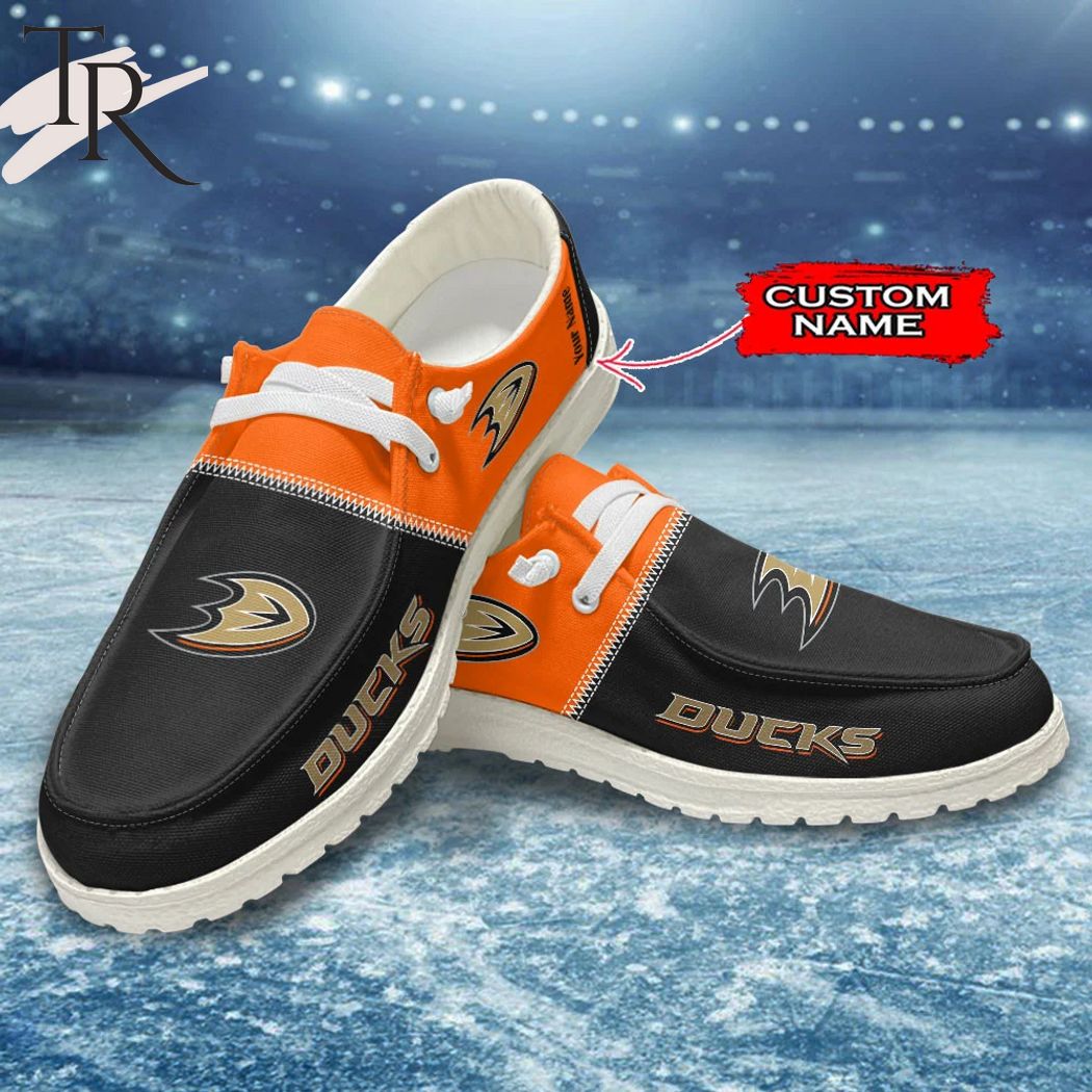JWFancy Anaheim Ducks Hey Dude Shoes Wally Men's Lace Up Loafers Comfortable For Men And Women