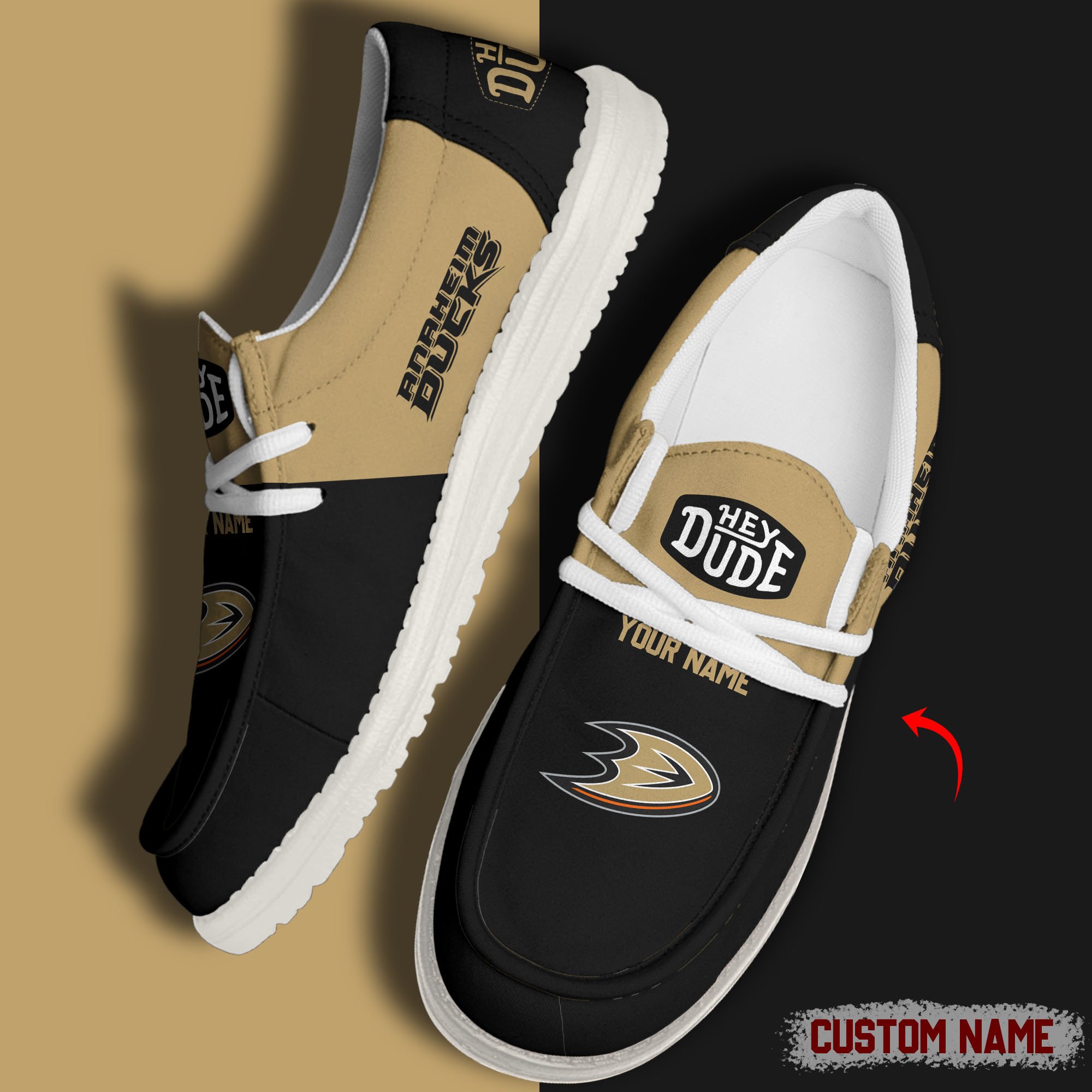 JWFancy Anaheim Ducks Hey Dude Shoes Wally Men's Lace Up Loafers Comfortable For Men And Women