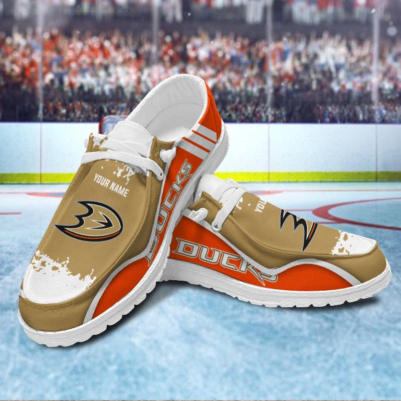 JWFancy Anaheim Ducks Hey Dude Shoes Wally Men's Lace Up Loafers Comfortable For Men And Women