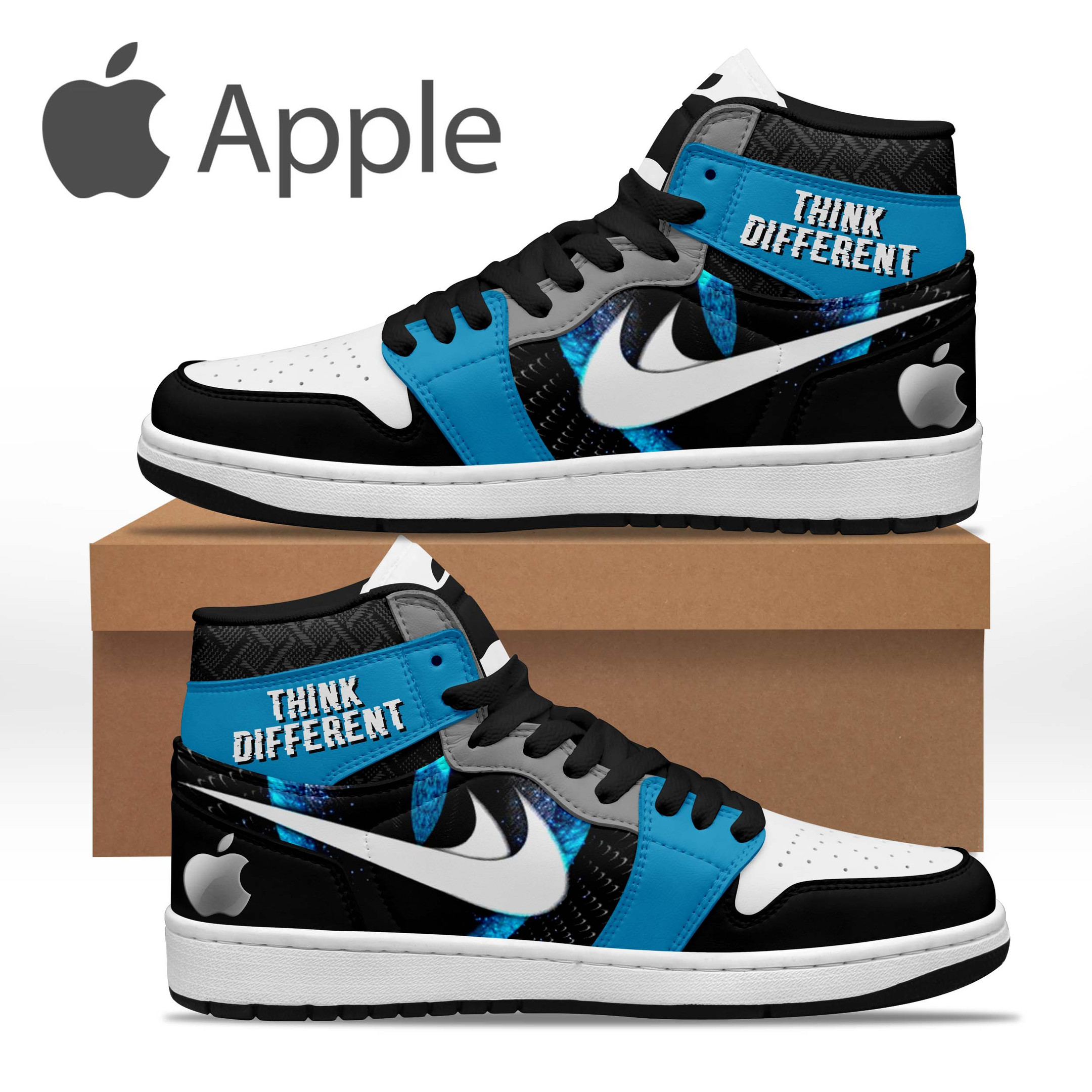 JWFancy Apple Think Different AJ1 High Sneakers Shoes For Men And Women
