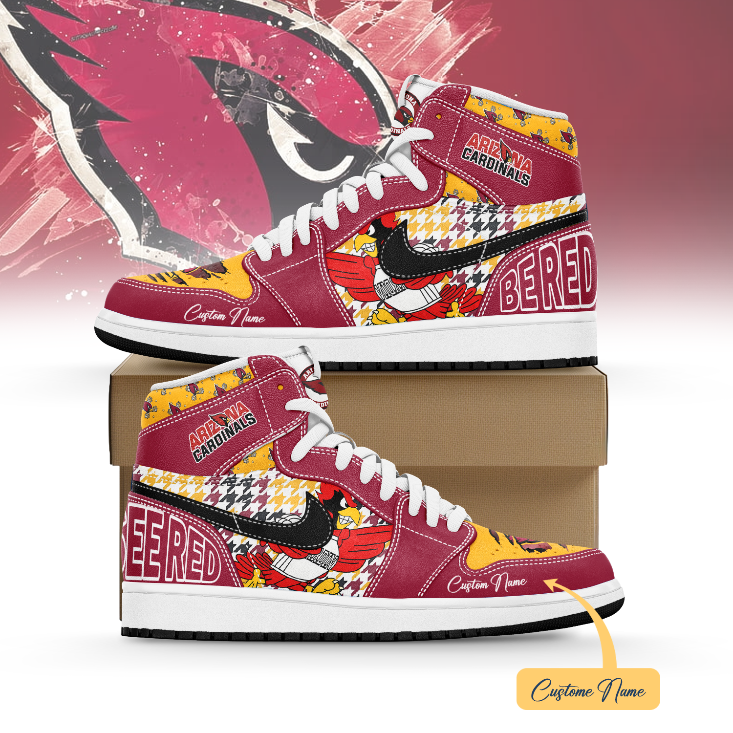 JWFancy Arizona Cardinals AJ1 High Sneakers Shoes For Men And Women