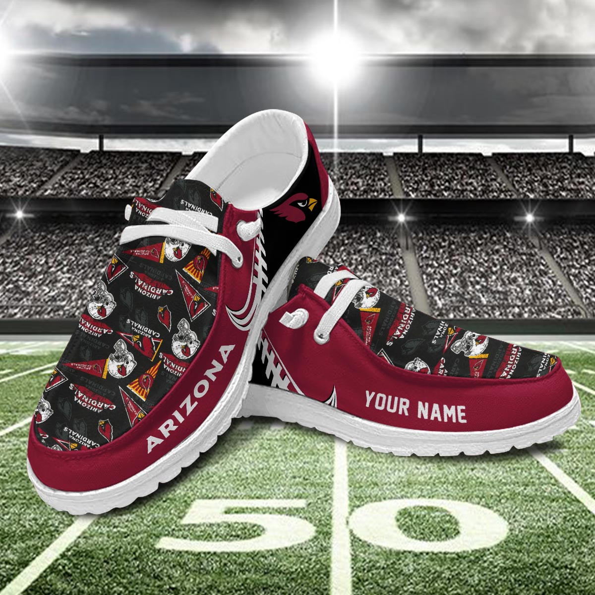 JWFancy Arizona Cardinals Hey Dude Shoes Wally Men's Lace Up Loafers Comfortable For Men And Women