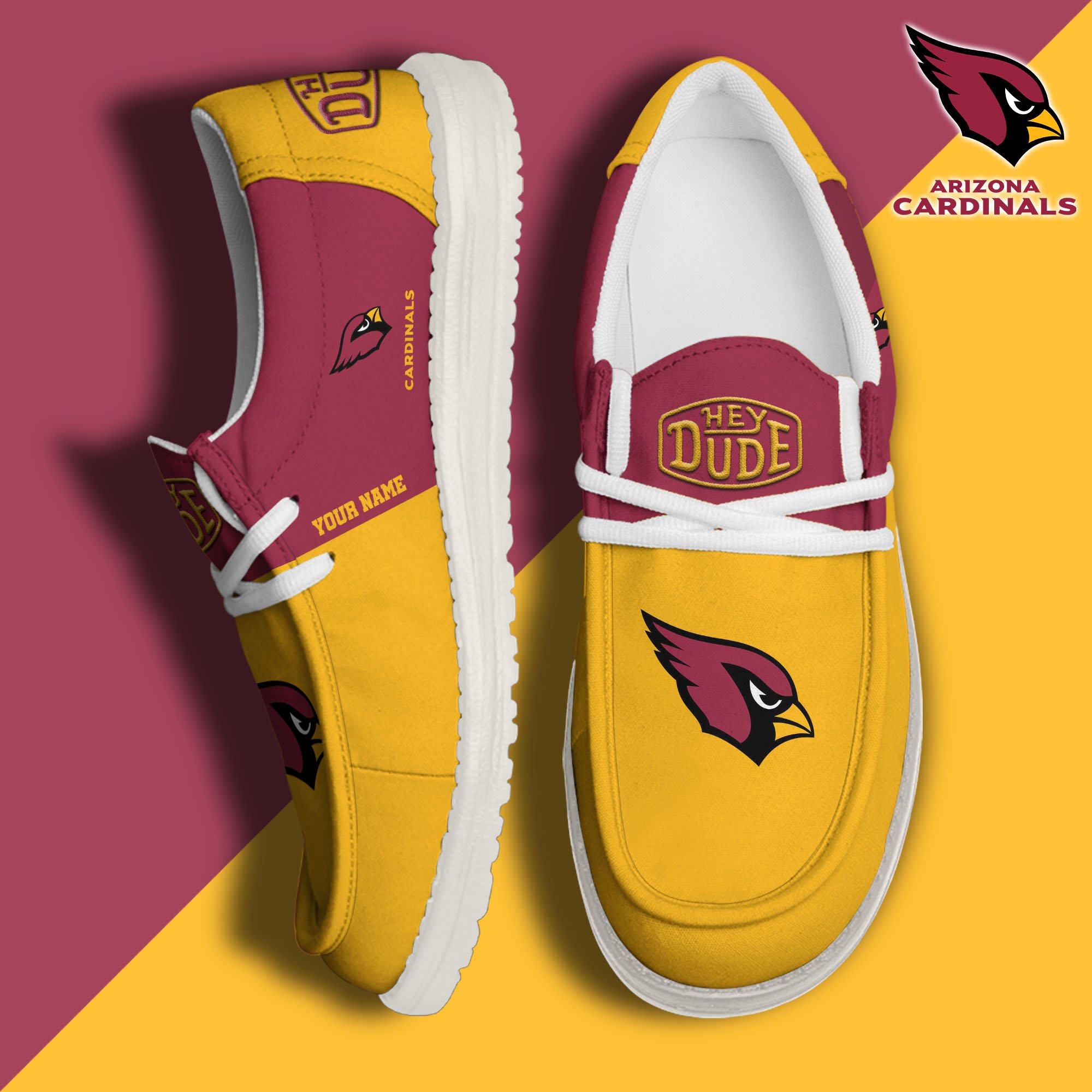 JWFancy Arizona Cardinals Hey Dude Shoes Wally Men's Lace Up Loafers Comfortable For Men And Women