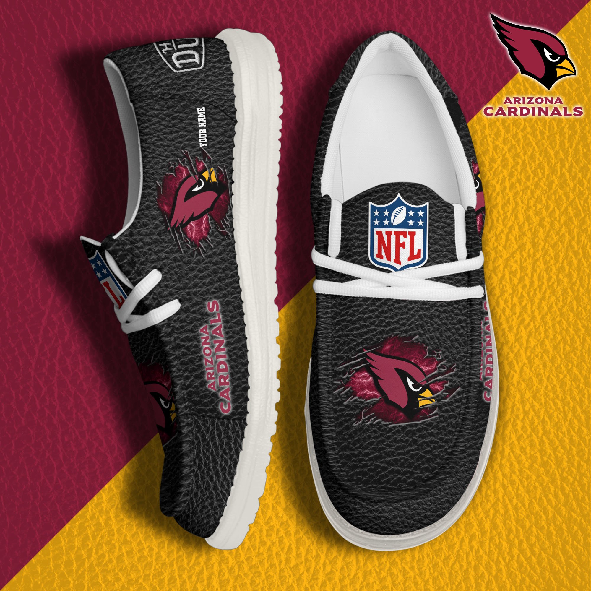 JWFancy Arizona Cardinals Hey Dude Shoes Wally Men's Lace Up Loafers Comfortable For Men And Women