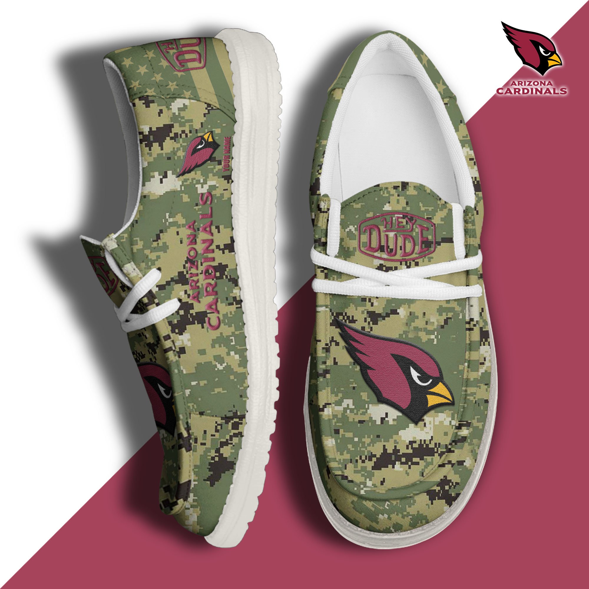 JWFancy Arizona Cardinals Hey Dude Shoes Wally Men's Lace Up Loafers Comfortable For Men And Women