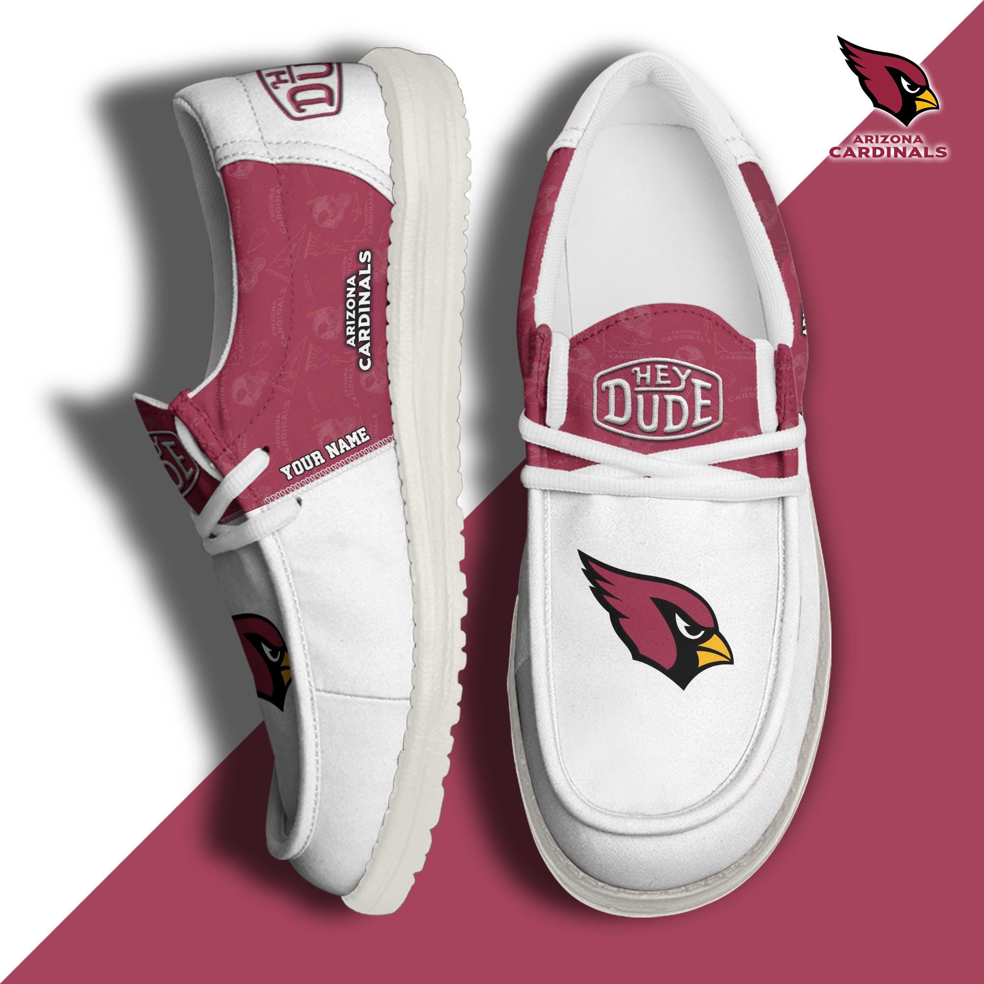 JWFancy Arizona Cardinals Hey Dude Shoes Wally Men's Lace Up Loafers Comfortable For Men And Women
