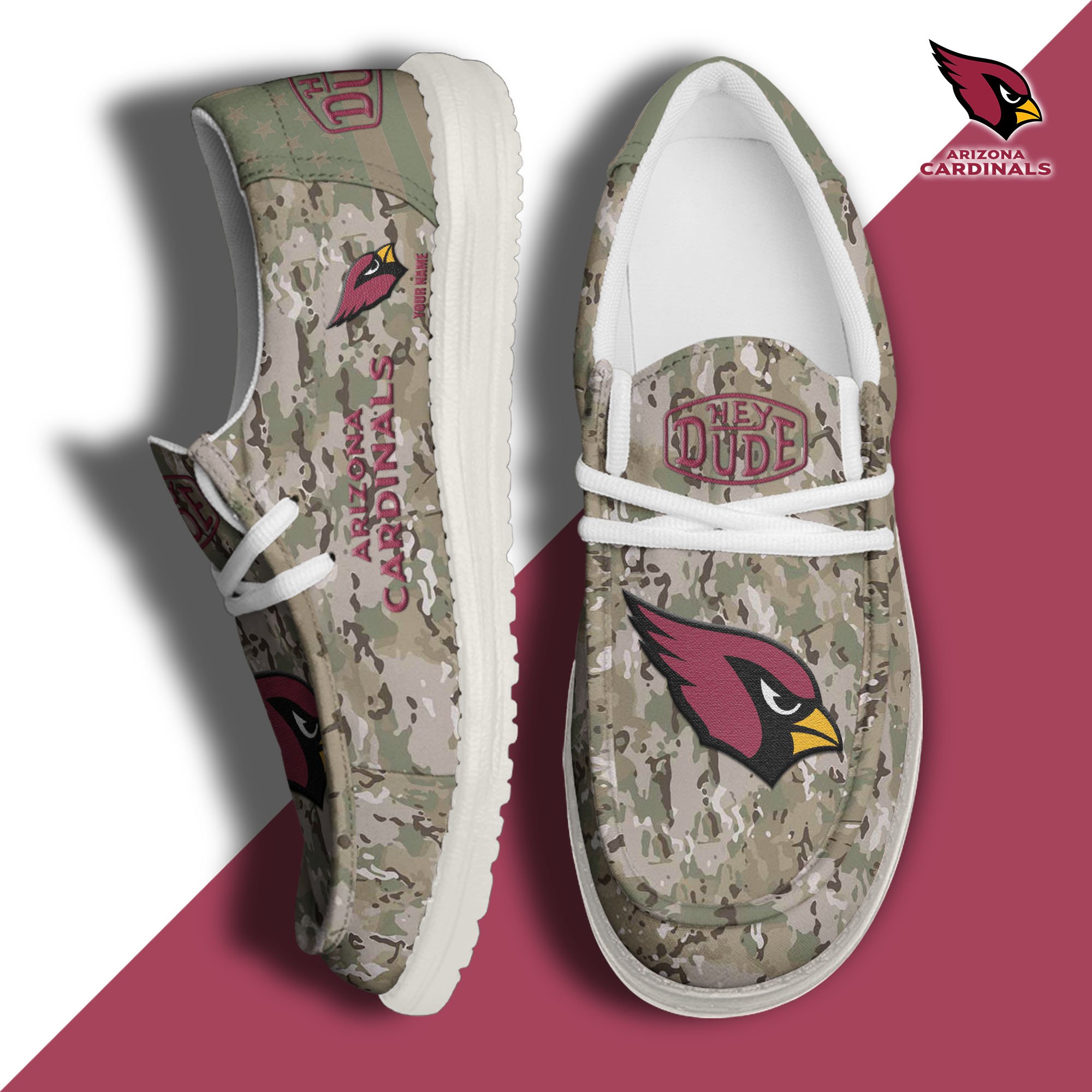JWFancy Arizona Cardinals Hey Dude Shoes Wally Men's Lace Up Loafers Comfortable For Men And Women