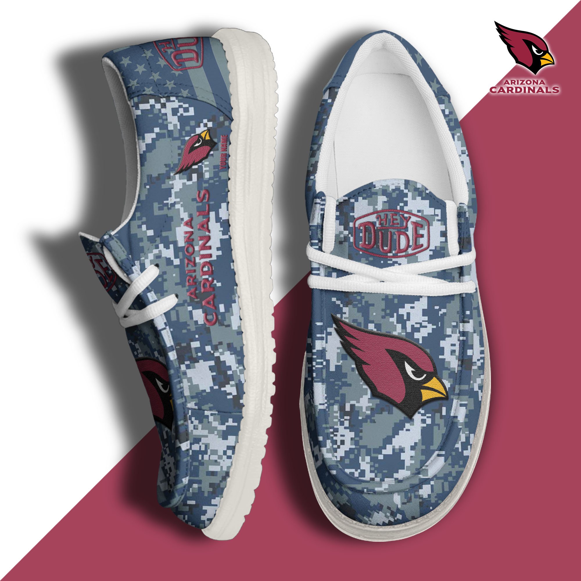 JWFancy Arizona Cardinals Hey Dude Shoes Wally Men's Lace Up Loafers Comfortable For Men And Women