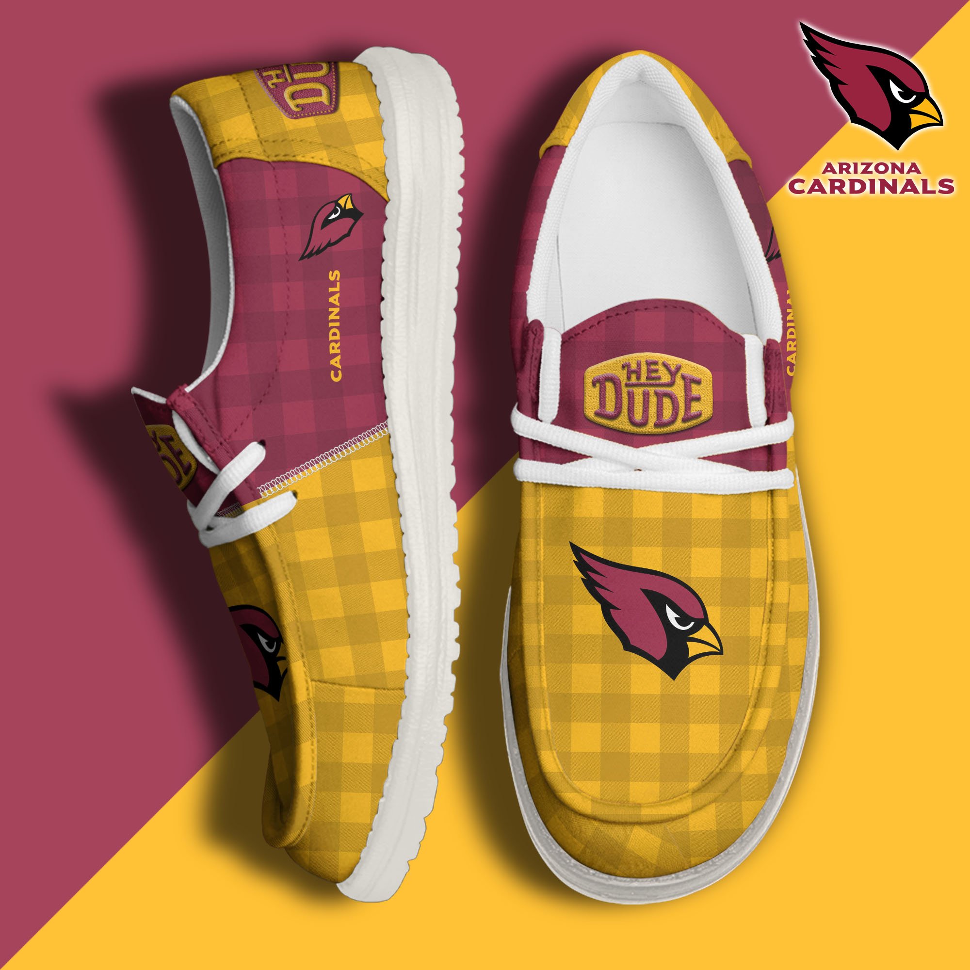 JWFancy Arizona Cardinals Hey Dude Shoes Wally Men's Lace Up Loafers Comfortable For Men And Women