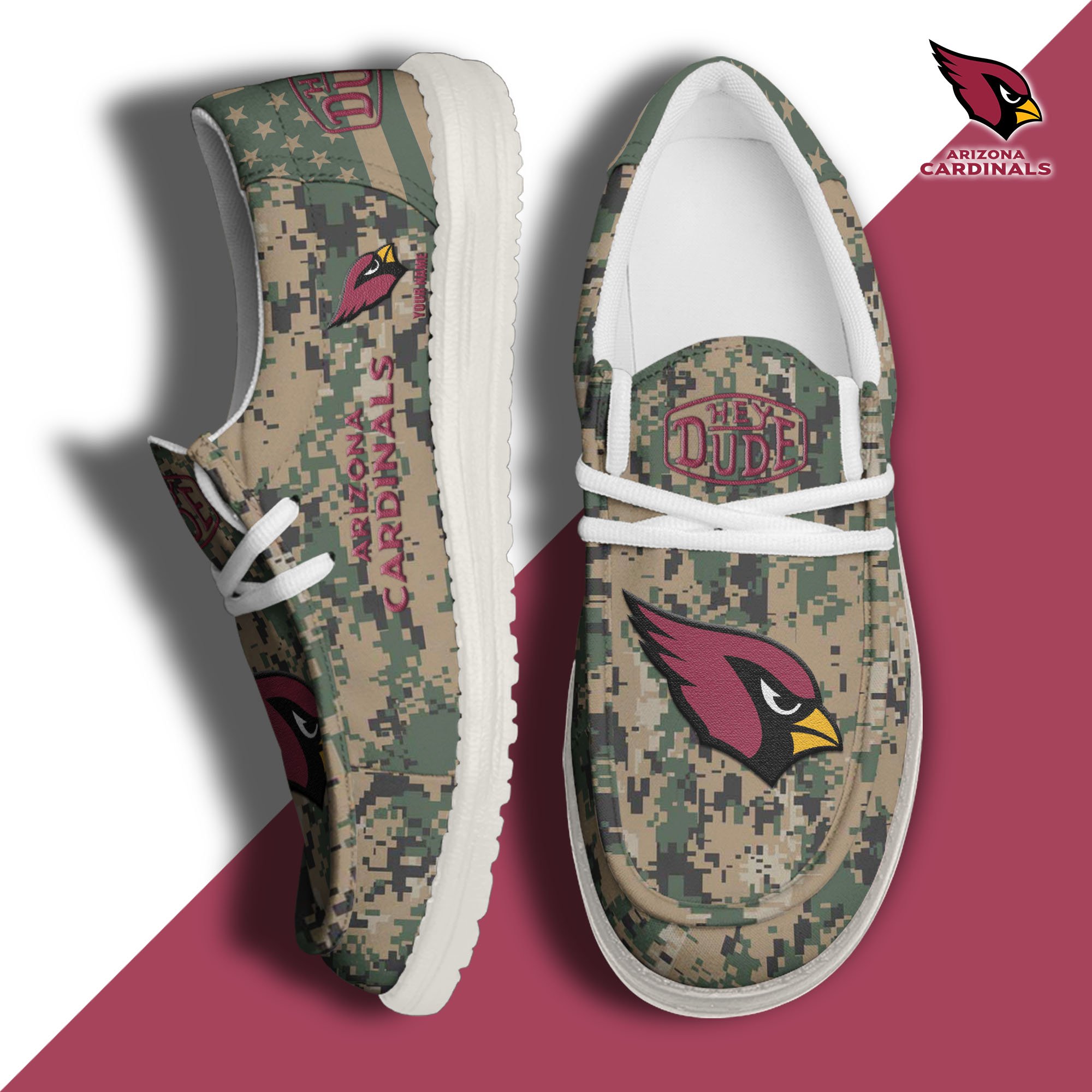 JWFancy Arizona Cardinals Hey Dude Shoes Wally Men's Lace Up Loafers Comfortable For Men And Women