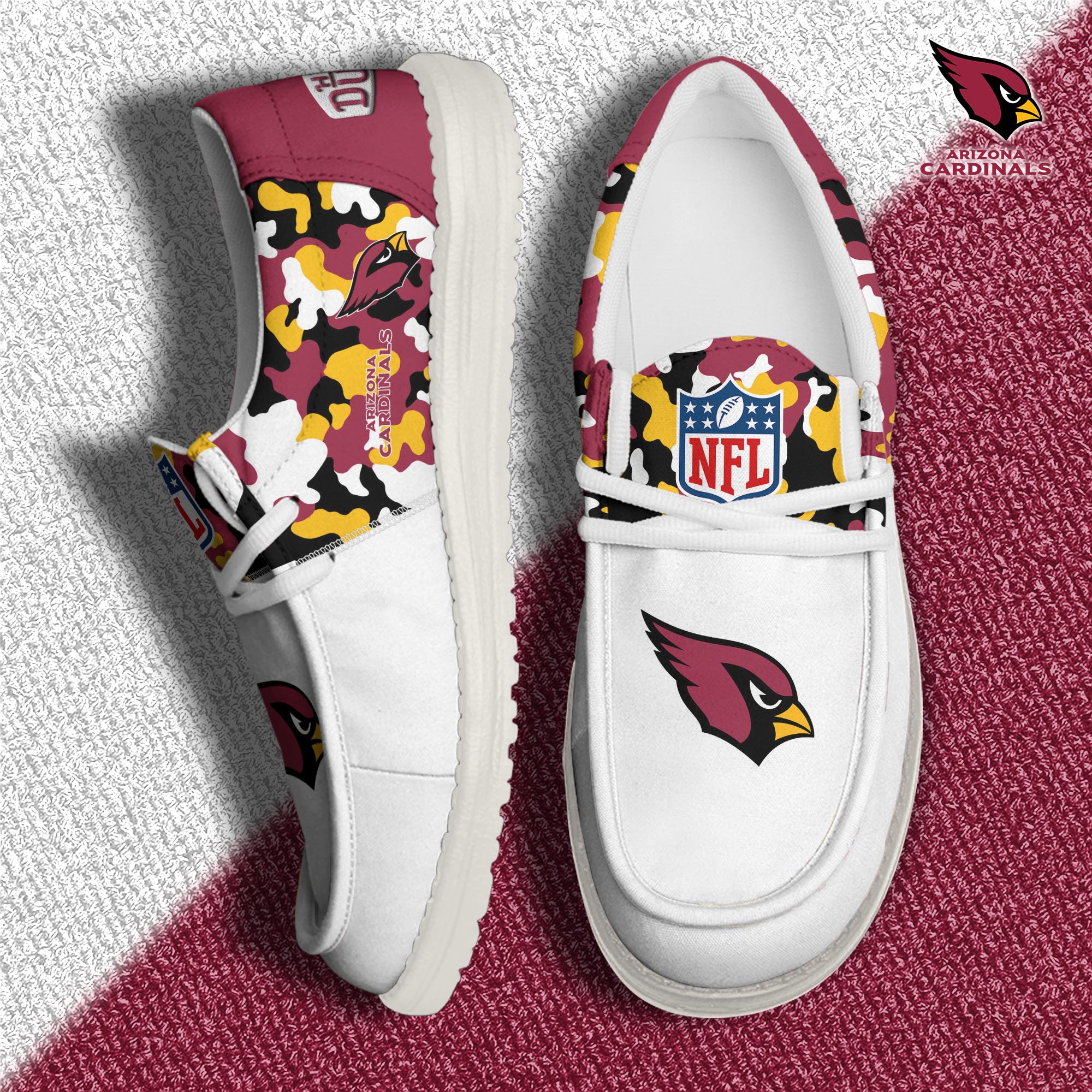 JWFancy Arizona Cardinals Hey Dude Shoes Wally Men's Lace Up Loafers Comfortable For Men And Women