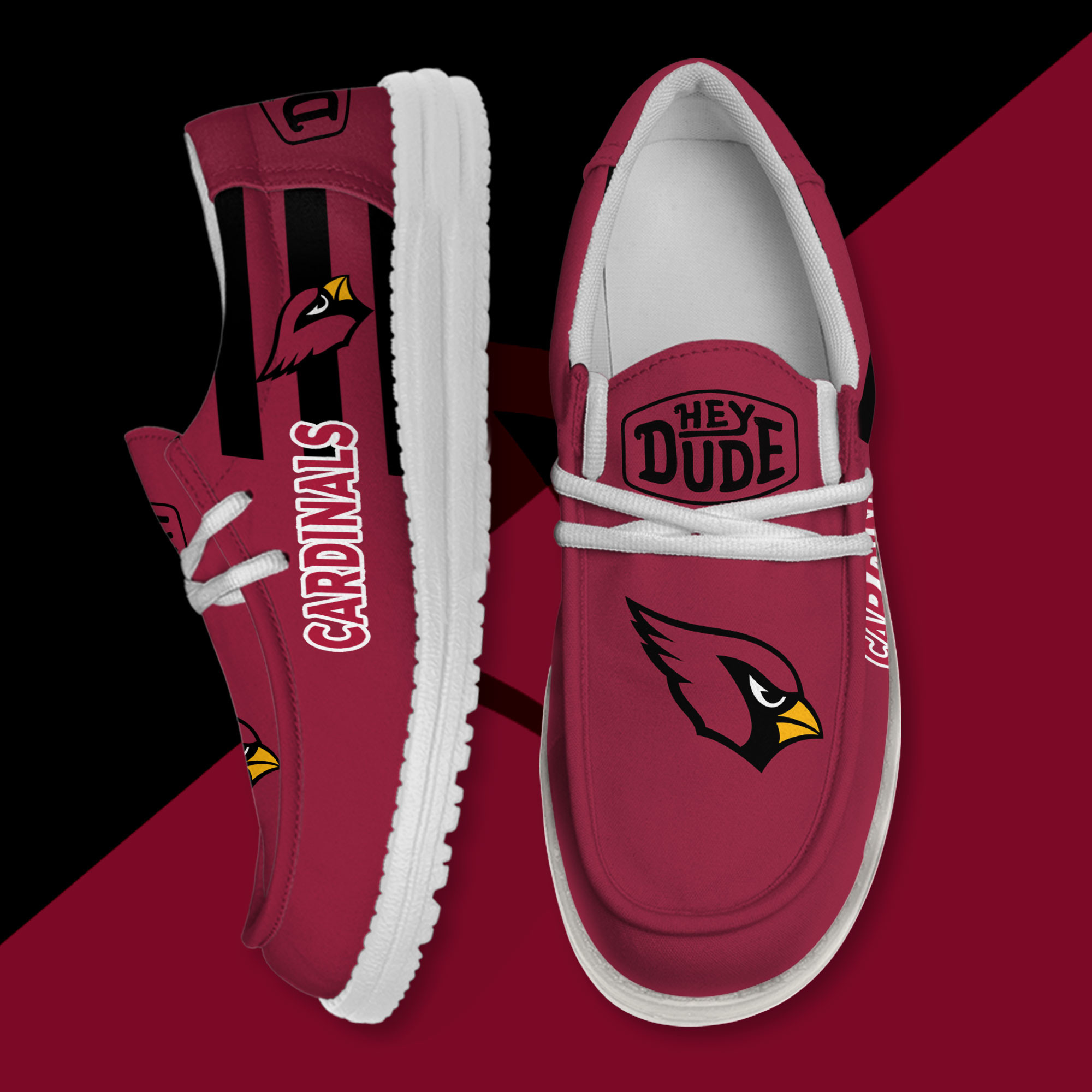 JWFancy Arizona Cardinals Hey Dude Shoes Wally Men's Lace Up Loafers Comfortable For Men And Women