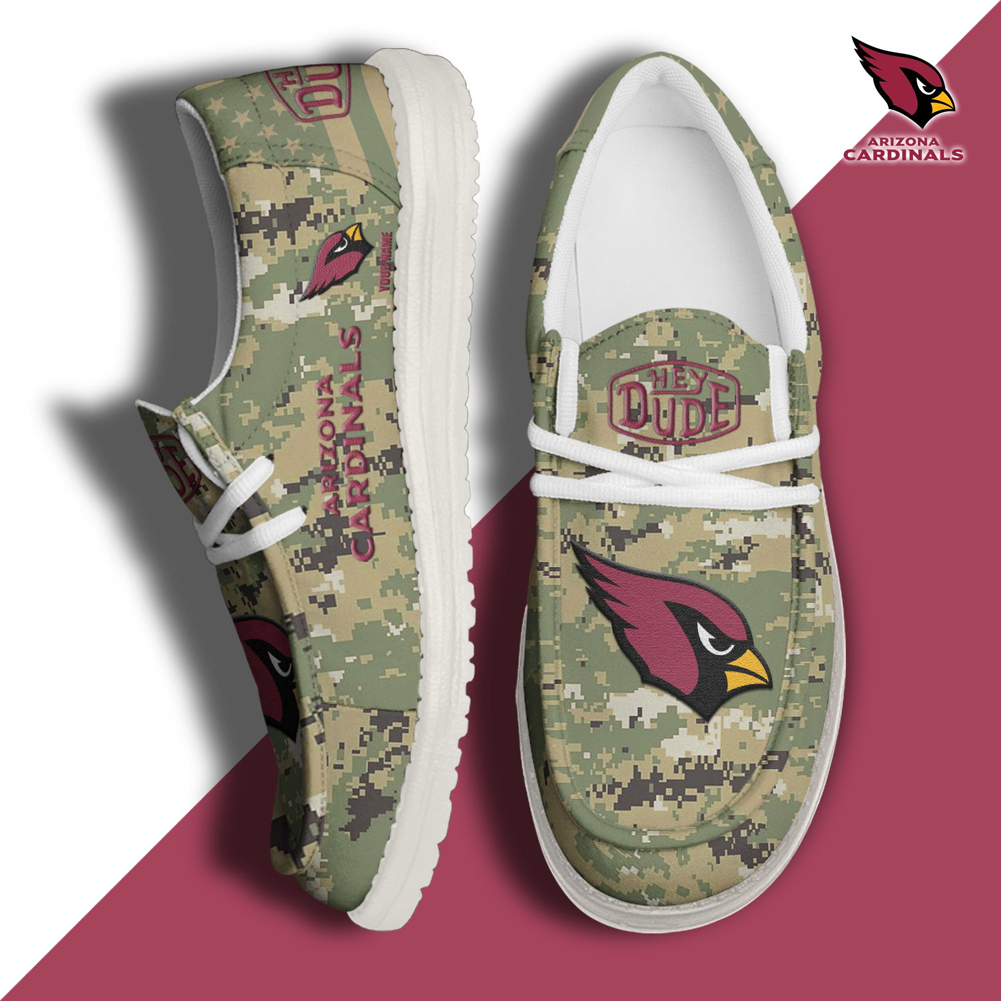 JWFancy Arizona Cardinals Hey Dude Shoes Wally Men's Lace Up Loafers Comfortable For Men And Women