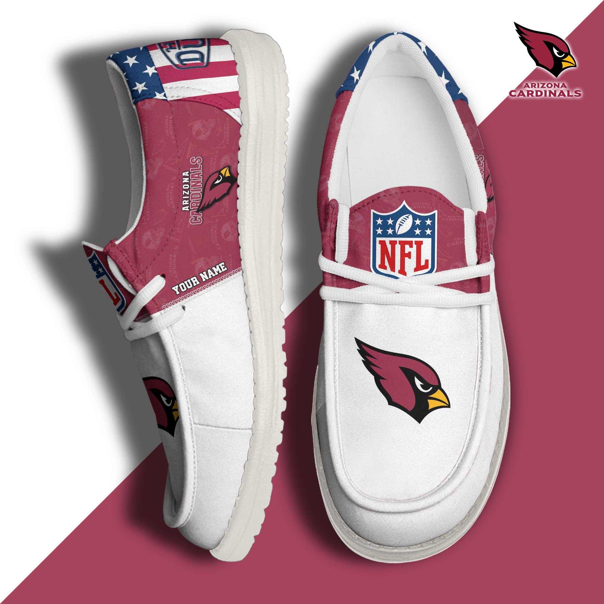 JWFancy Arizona Cardinals Hey Dude Shoes Wally Men's Lace Up Loafers Comfortable For Men And Women