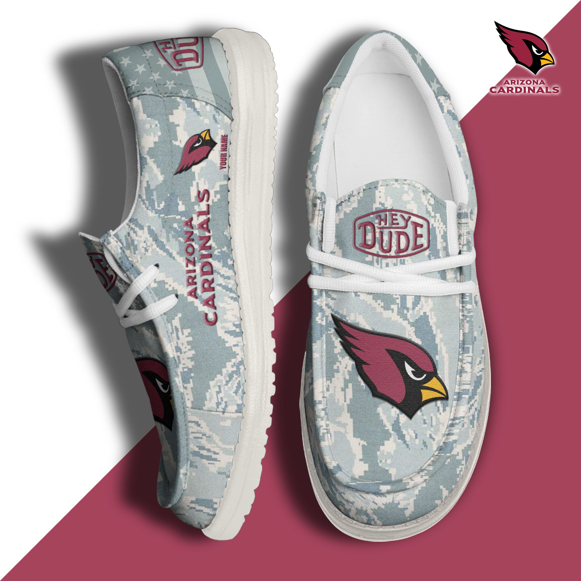 JWFancy Arizona Cardinals Hey Dude Shoes Wally Men's Lace Up Loafers Comfortable For Men And Women