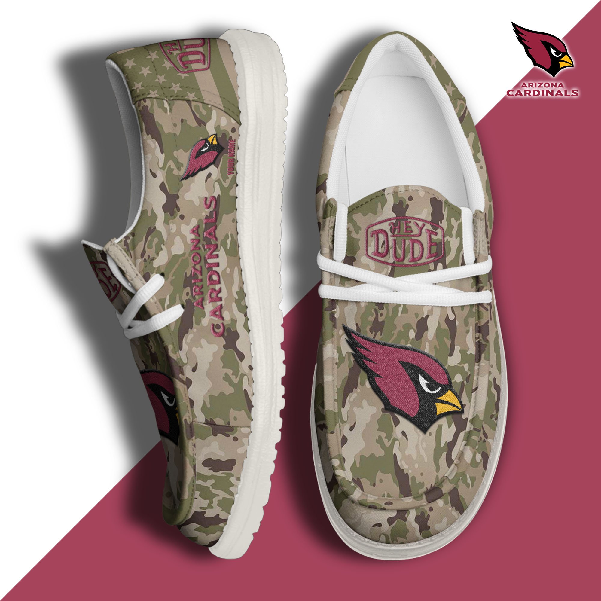 JWFancy Arizona Cardinals Hey Dude Shoes Wally Men's Lace Up Loafers Comfortable For Men And Women