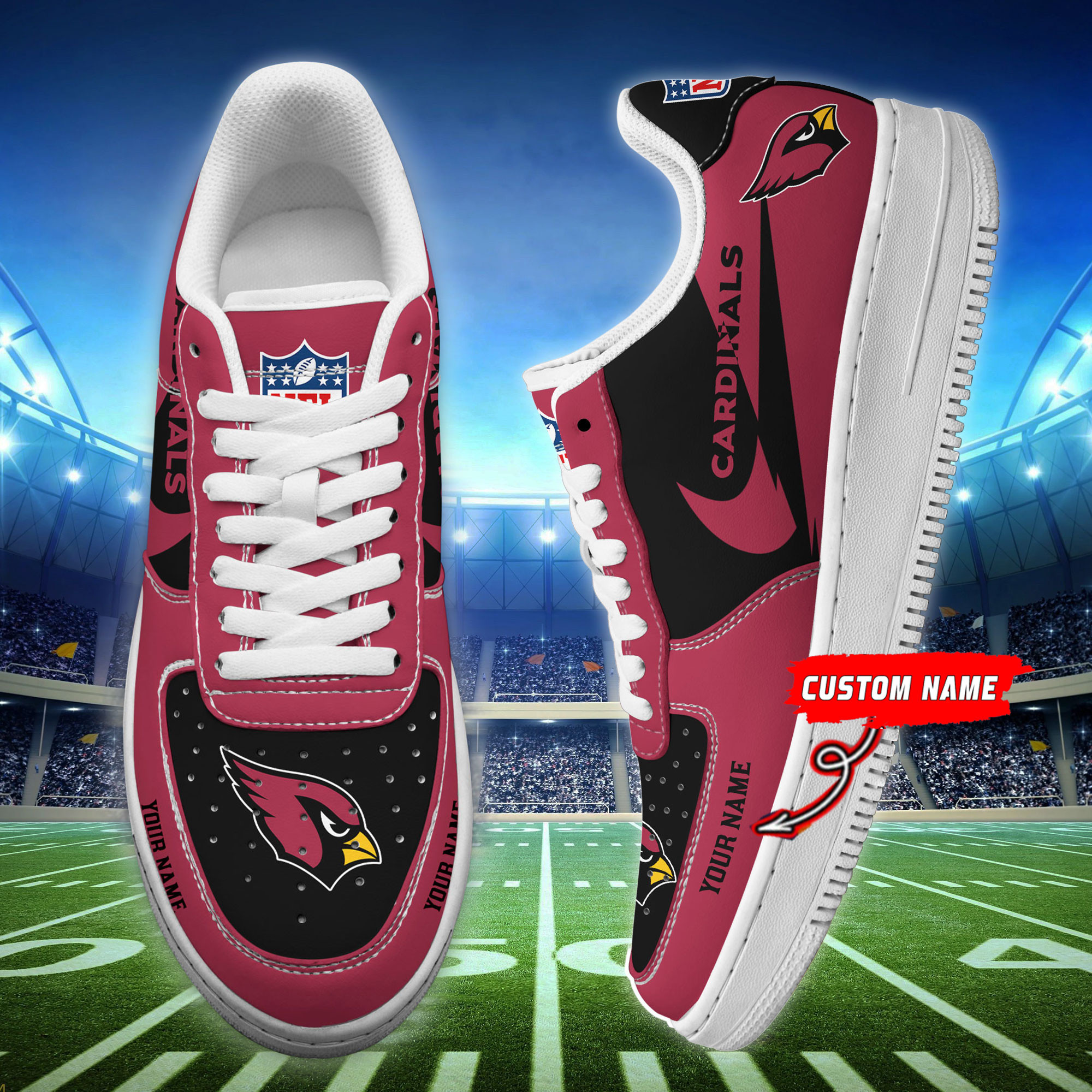 JWFancy Arizona Cardinals NFL Air Low-Top Sneakers Shoes For Men And Women