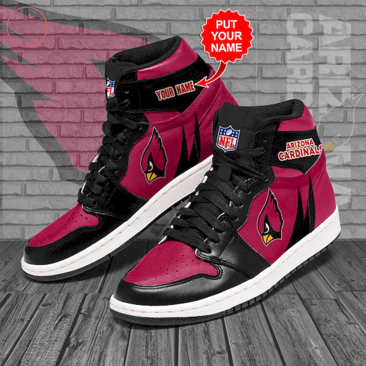 JWFancy Arizona Cardinals NFL AJ1 High Sneakers Shoes For Men And Women