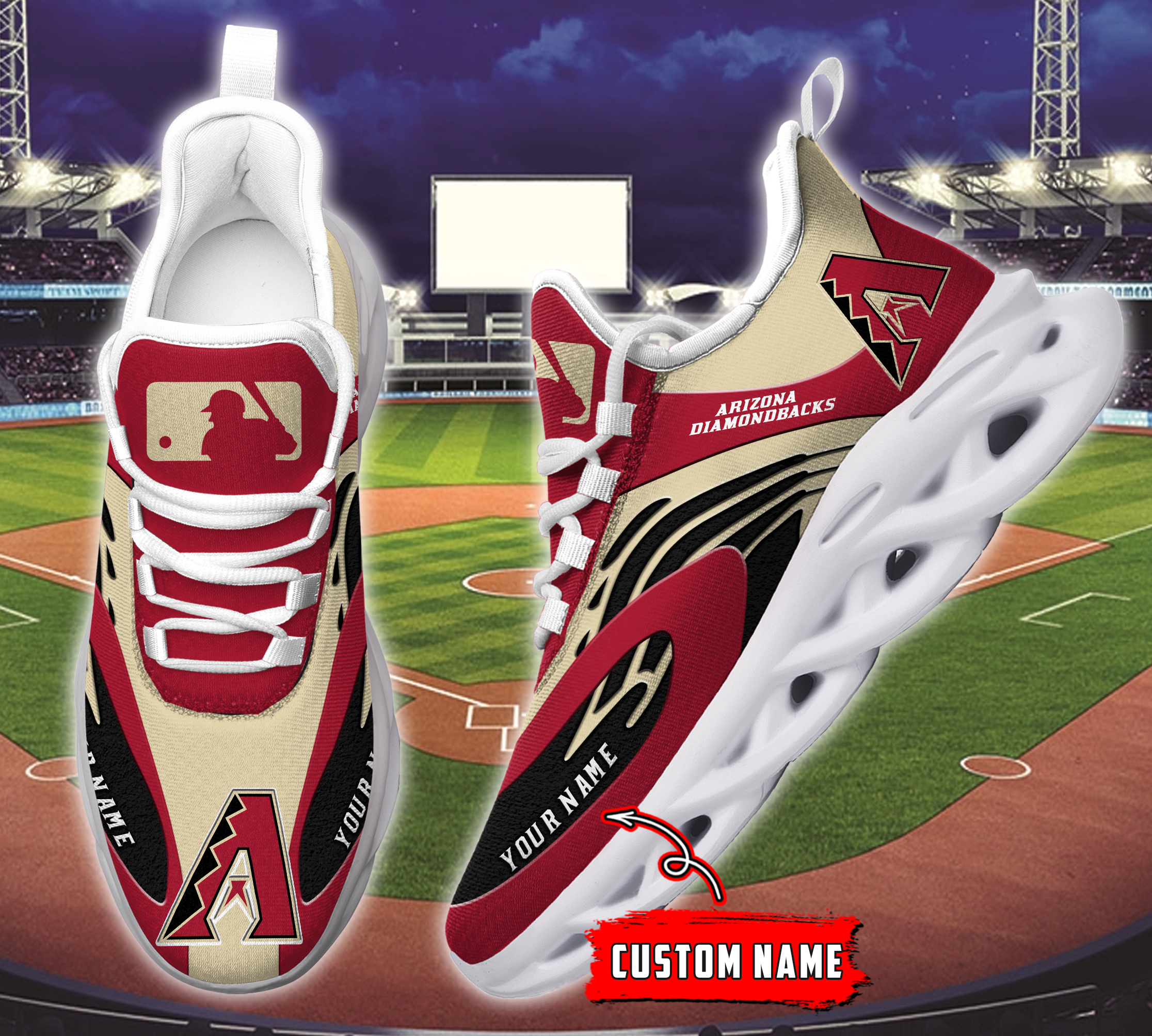 JWFancy Arizona Diamondbacks MLB Max Soul Shoes Sneakers For Men And Women