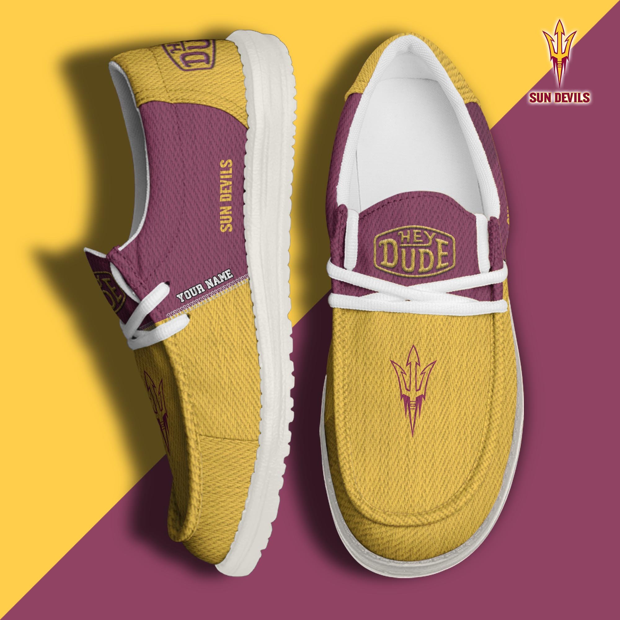 JWFancy Arizona State Sun Devils Hey Dude Shoes Wally Men's Lace Up Loafers Comfortable For Men And Women