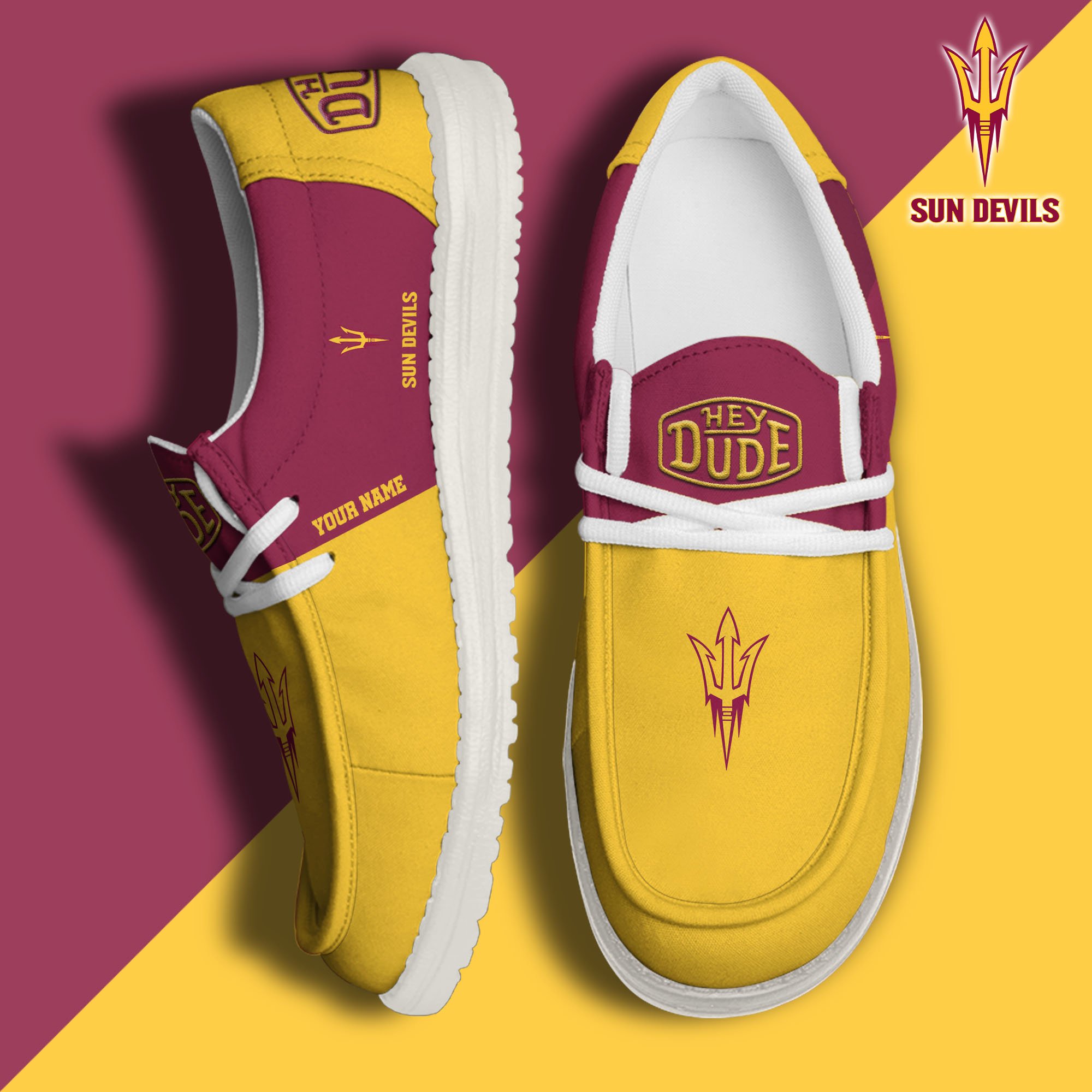 JWFancy Arizona State Sun Devils Hey Dude Shoes Wally Men's Lace Up Loafers Comfortable For Men And Women