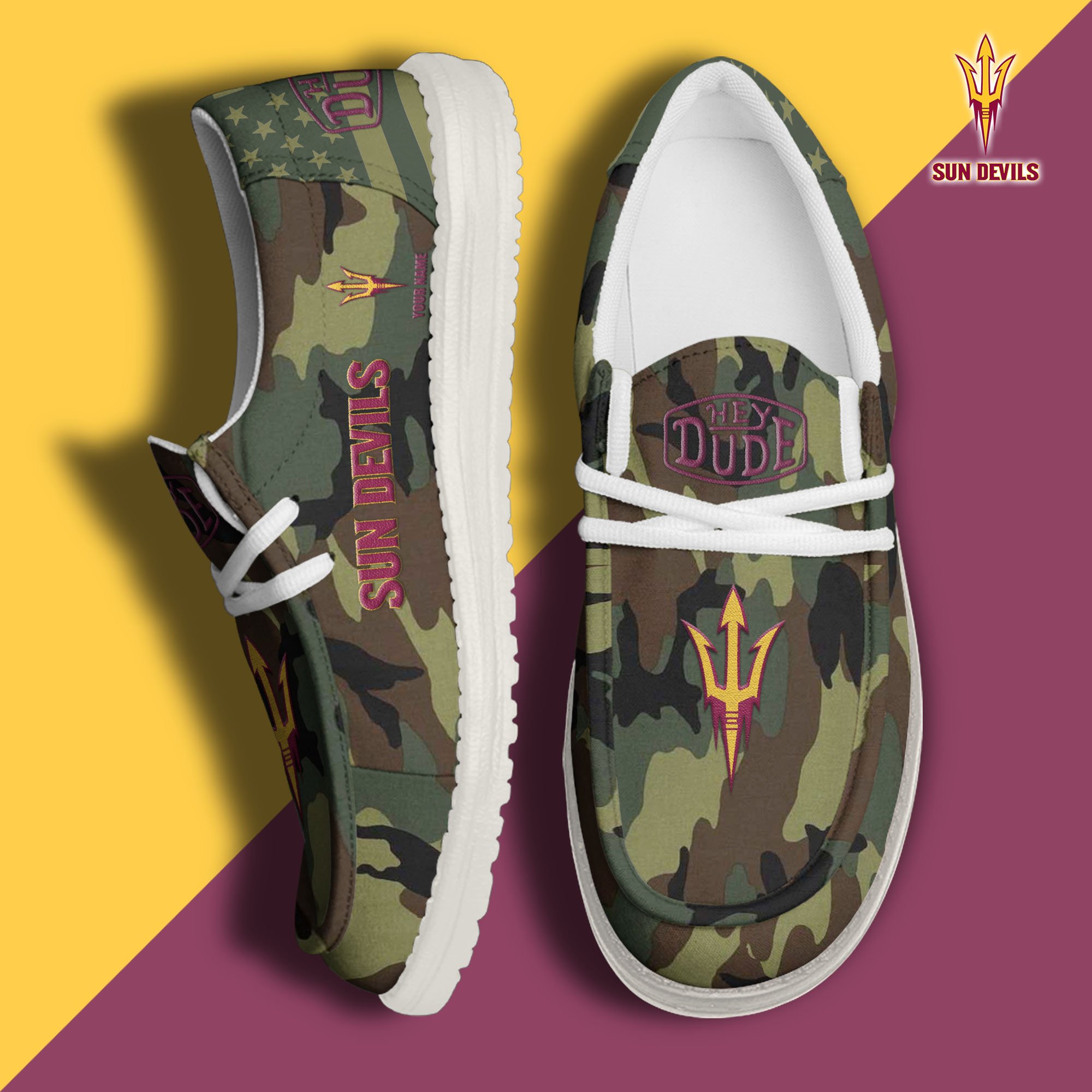 JWFancy Arizona State Sun Devils Hey Dude Shoes Wally Men's Lace Up Loafers Comfortable For Men And Women