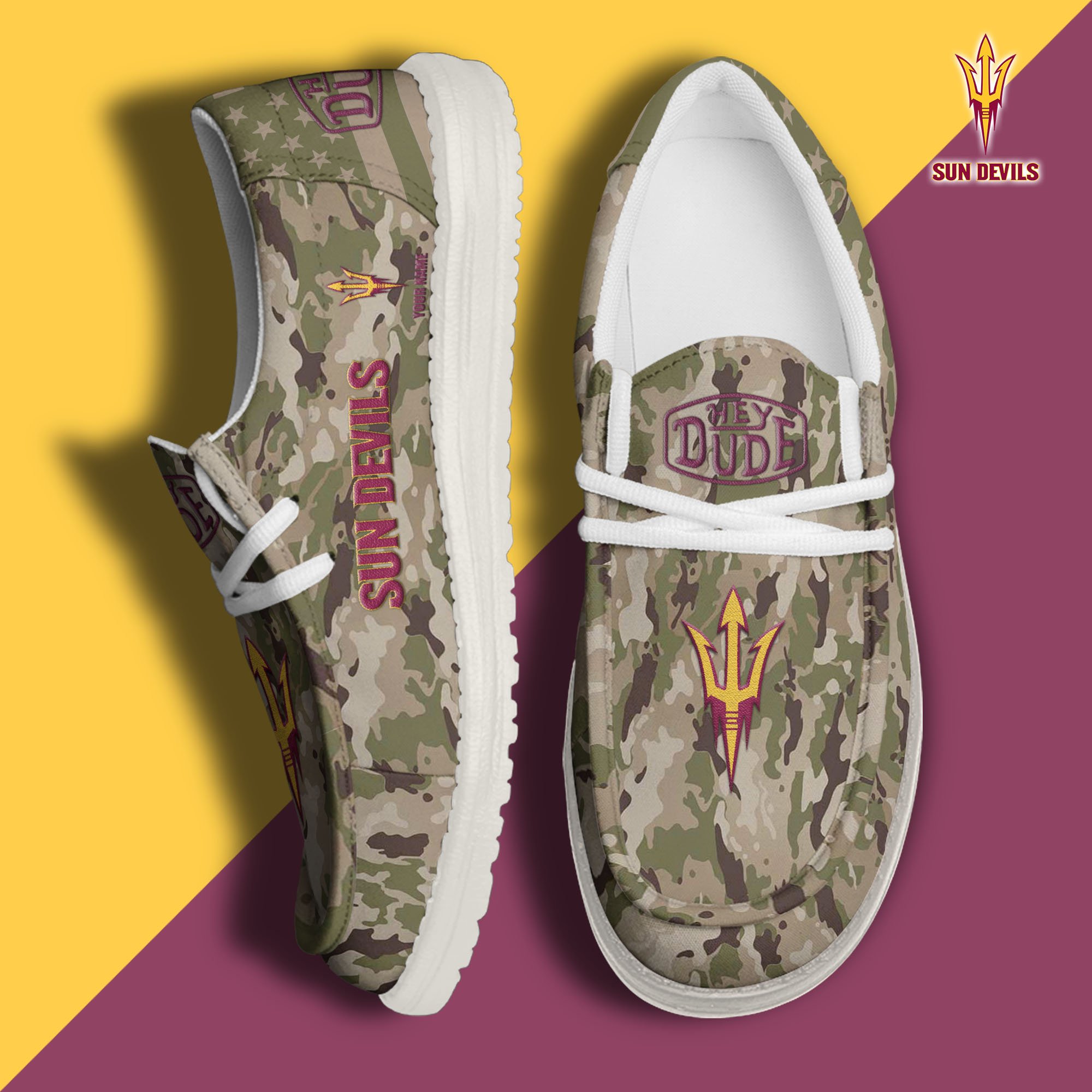 JWFancy Arizona State Sun Devils Hey Dude Shoes Wally Men's Lace Up Loafers Comfortable For Men And Women