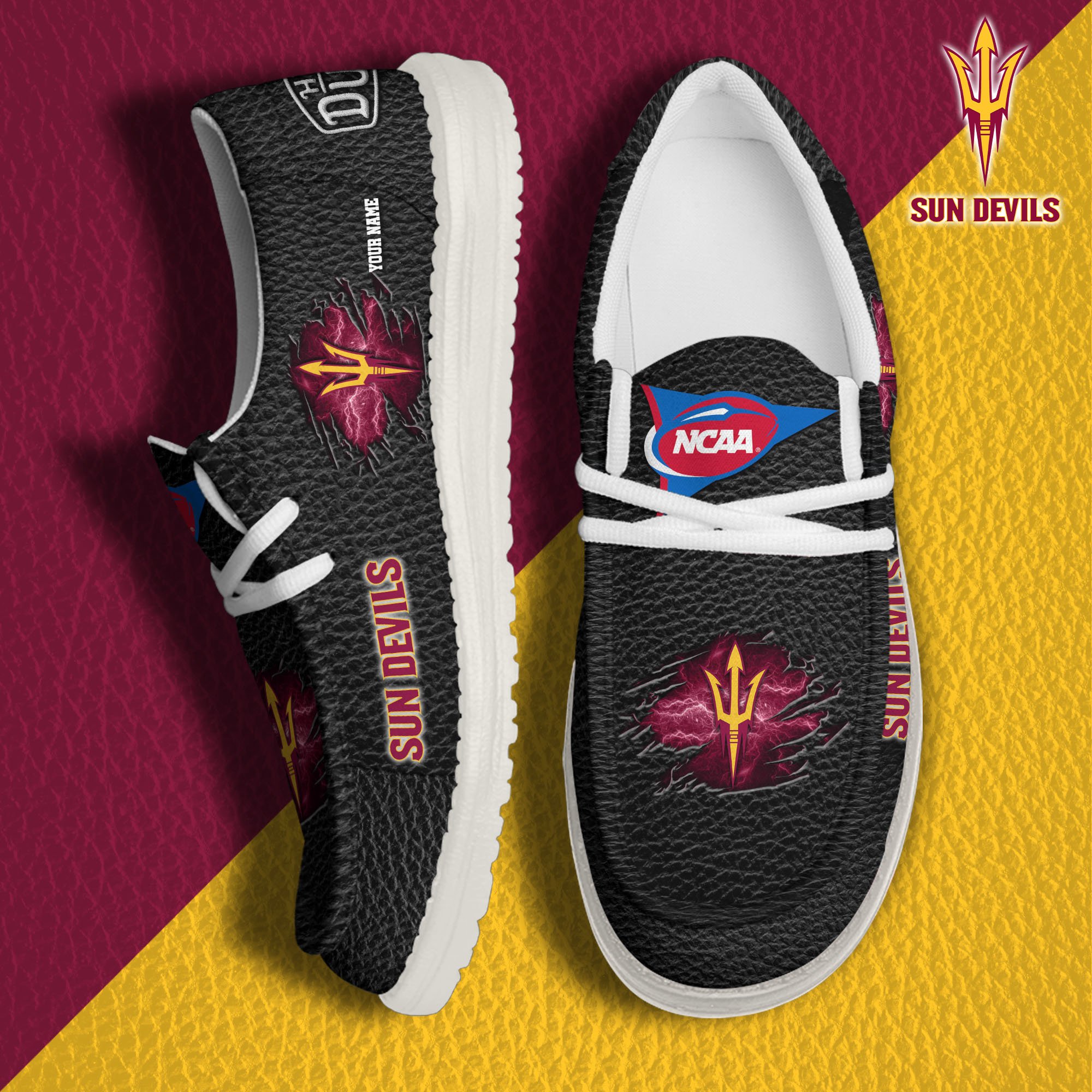 JWFancy Arizona State Sun Devils Hey Dude Shoes Wally Men's Lace Up Loafers Comfortable For Men And Women