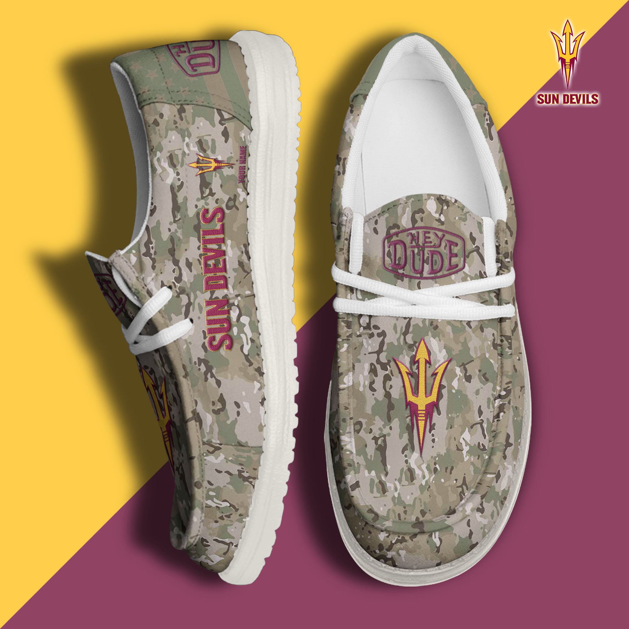 JWFancy Arizona State Sun Devils Hey Dude Shoes Wally Men's Lace Up Loafers Comfortable For Men And Women
