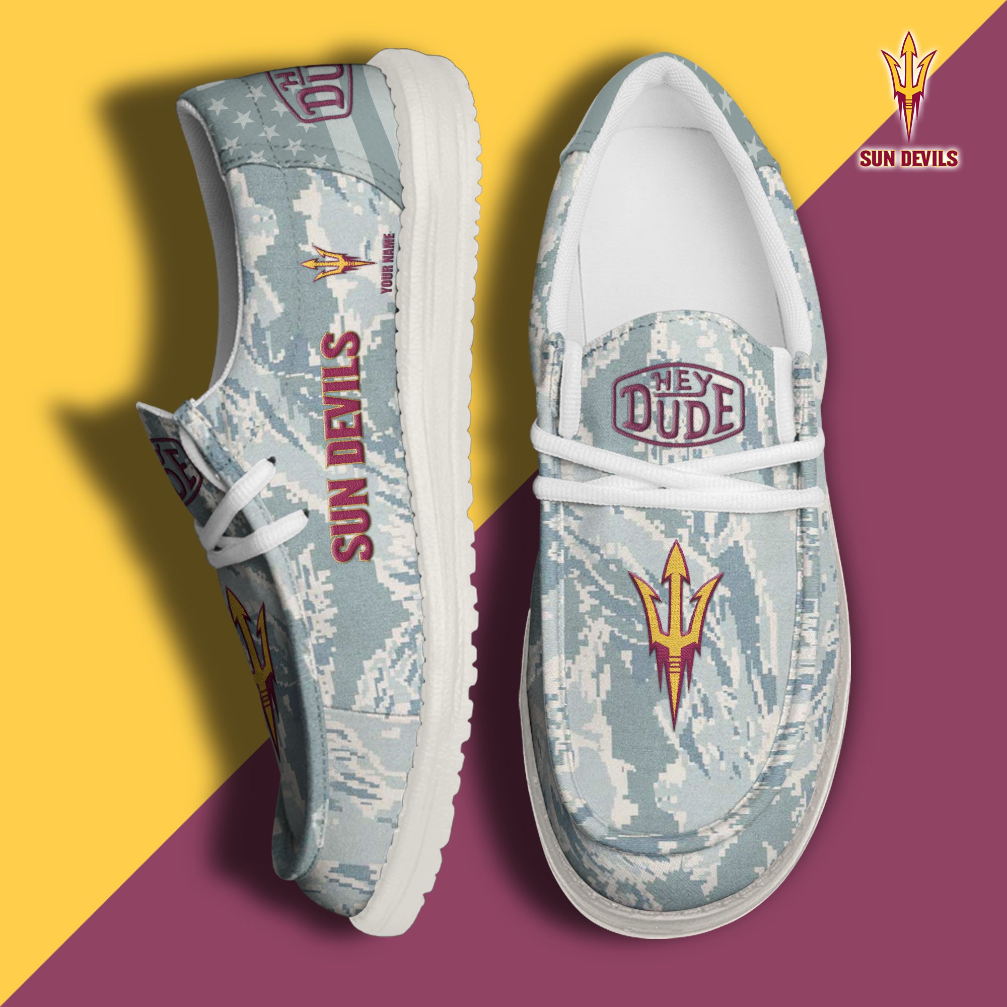 JWFancy Arizona State Sun Devils Hey Dude Shoes Wally Men's Lace Up Loafers Comfortable For Men And Women