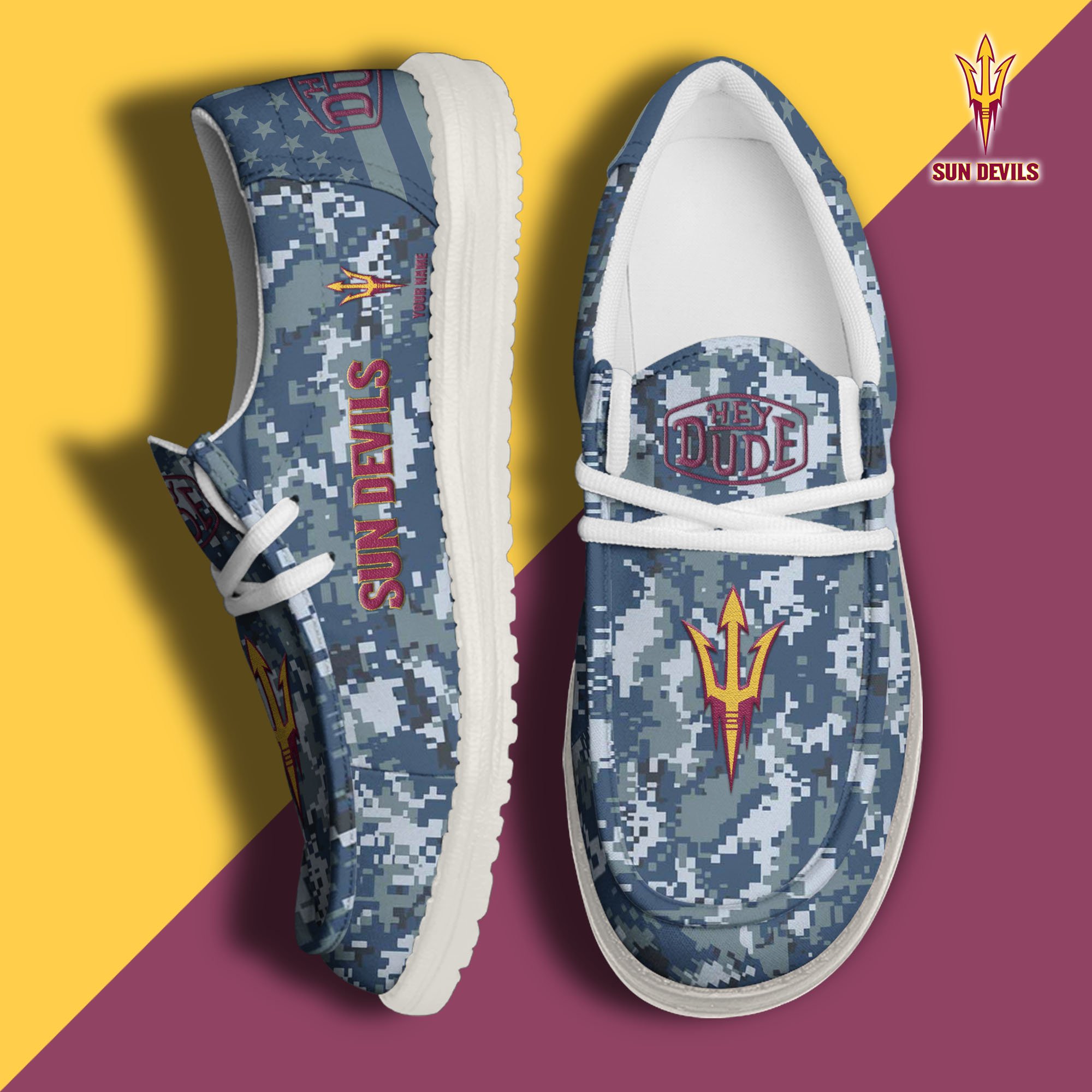 JWFancy Arizona State Sun Devils Hey Dude Shoes Wally Men's Lace Up Loafers Comfortable For Men And Women