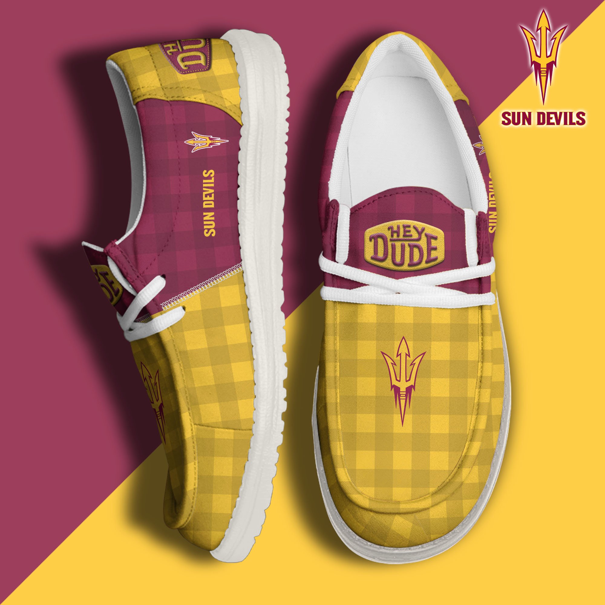 JWFancy Arizona State Sun Devils Hey Dude Shoes Wally Men's Lace Up Loafers Comfortable For Men And Women