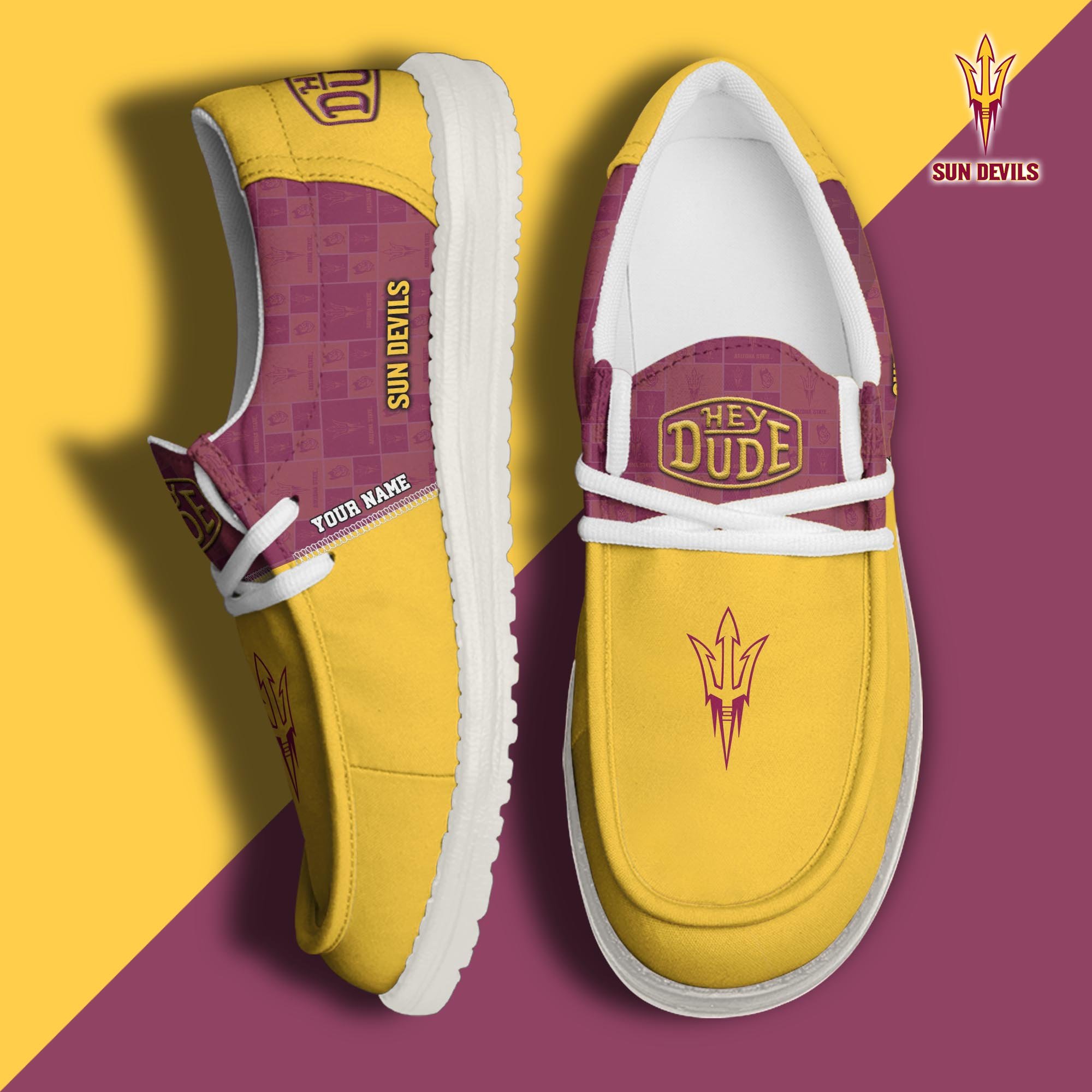 JWFancy Arizona State Sun Devils Hey Dude Shoes Wally Men's Lace Up Loafers Comfortable For Men And Women