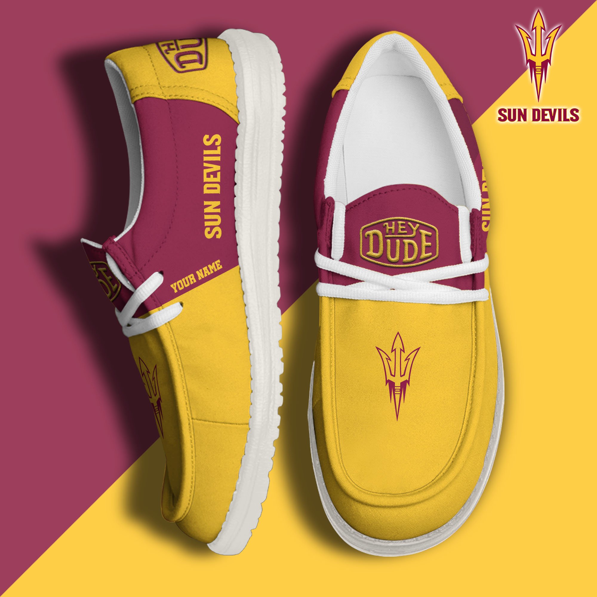 JWFancy Arizona State Sun Devils Hey Dude Shoes Wally Men's Lace Up Loafers Comfortable For Men And Women