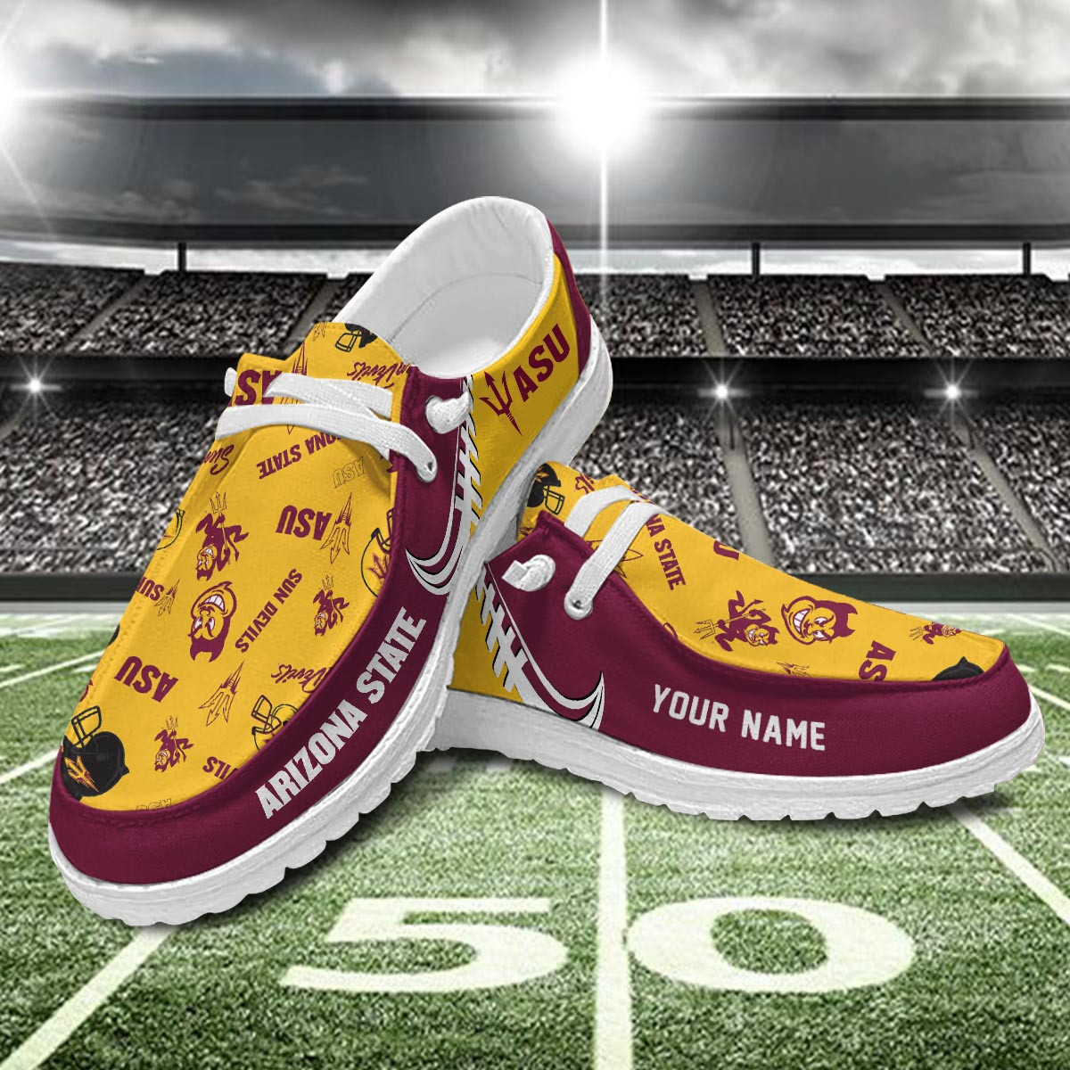 JWFancy Arizona State Sun Devils Hey Dude Shoes Wally Men's Lace Up Loafers Comfortable For Men And Women