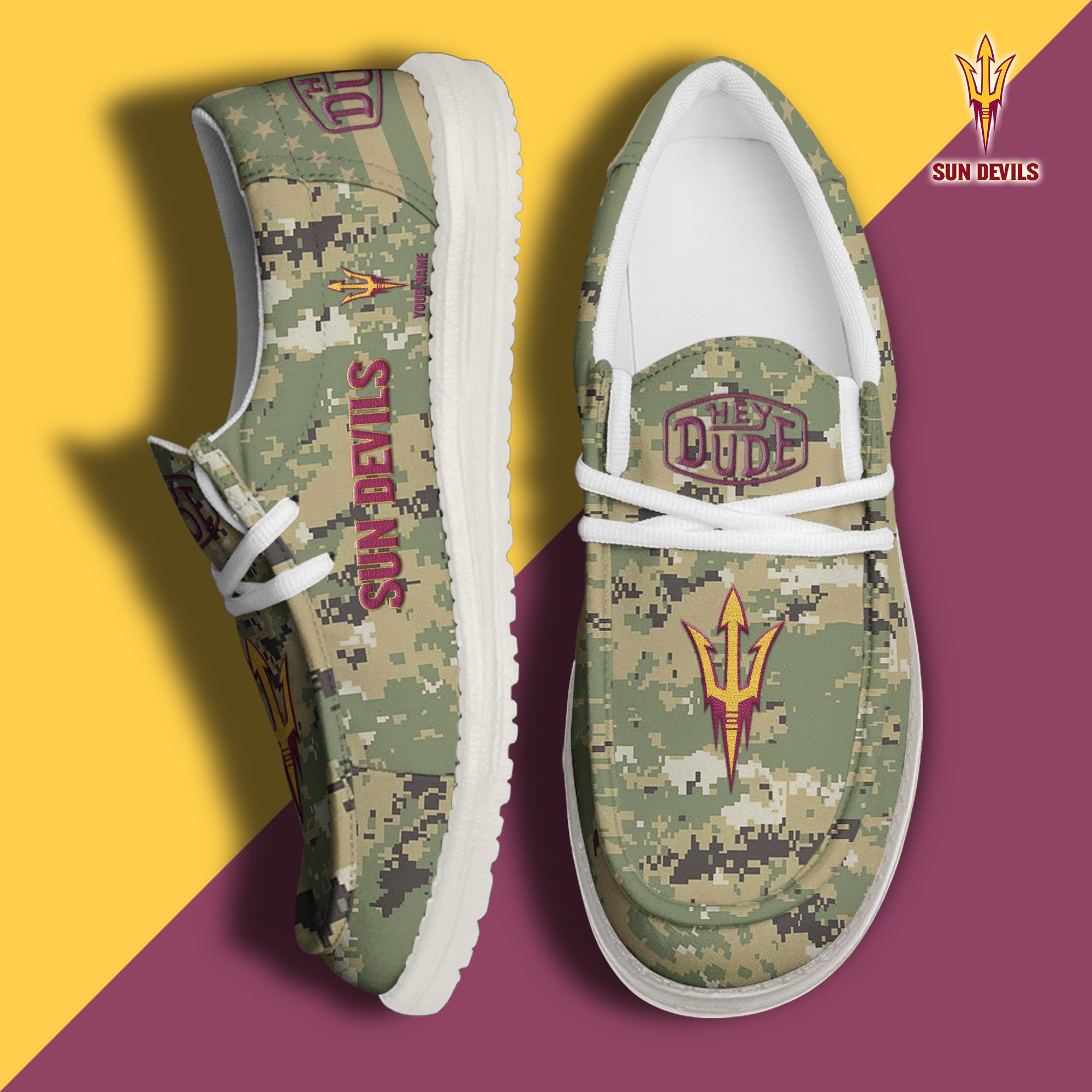 JWFancy Arizona State Sun Devils Hey Dude Shoes Wally Men's Lace Up Loafers Comfortable For Men And Women
