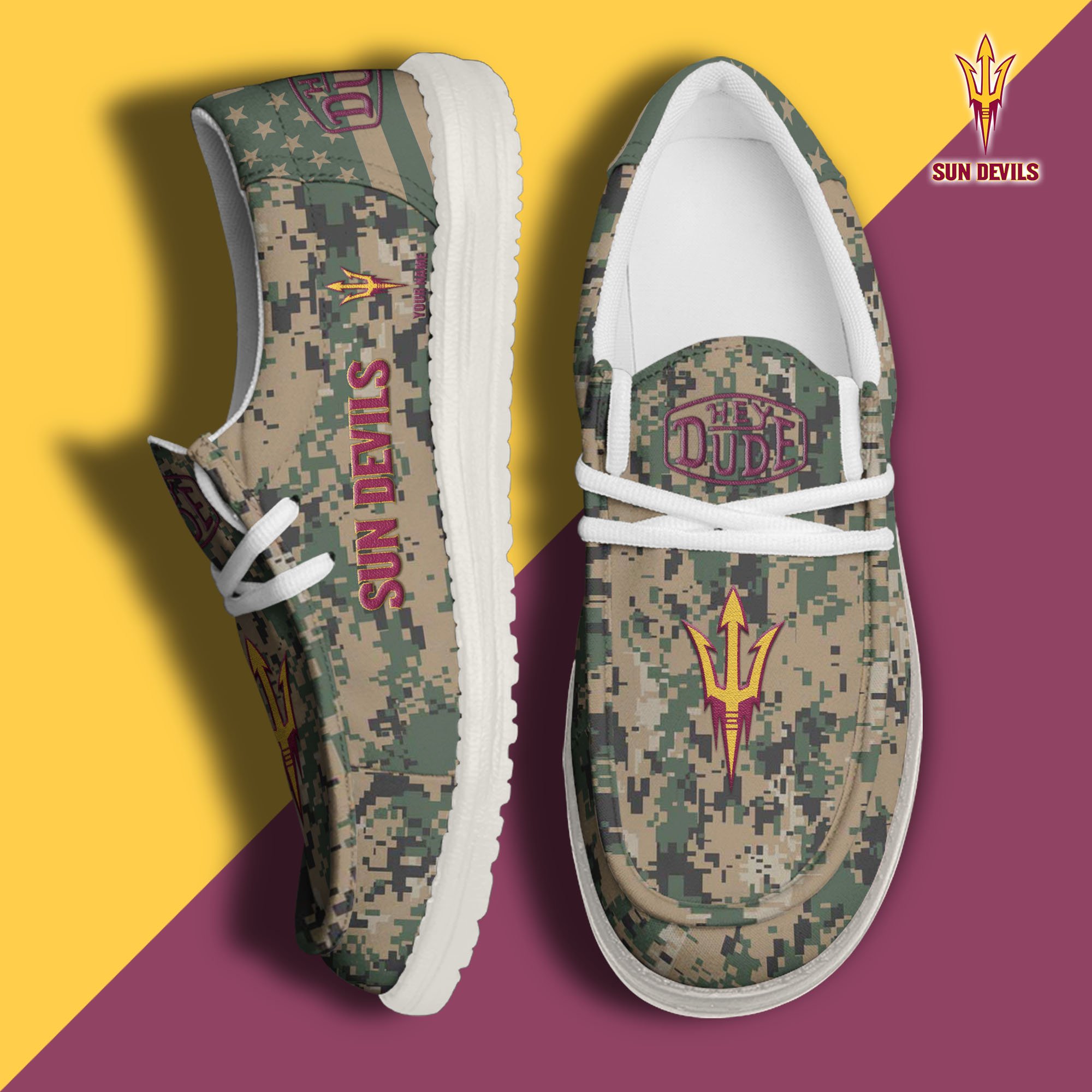JWFancy Arizona State Sun Devils Hey Dude Shoes Wally Men's Lace Up Loafers Comfortable For Men And Women