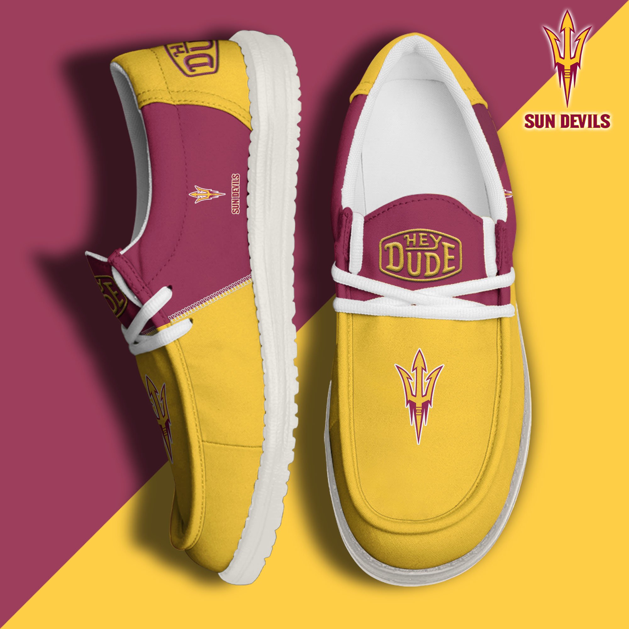 JWFancy Arizona State Sun Devils Hey Dude Shoes Wally Men's Lace Up Loafers Comfortable For Men And Women